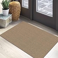 EARTHALL 2x3 Ft Washable Woven Area Rug Non-Slip Cotton Door Mat for Entryway Kitchen Indoor Outdoor Boho Orange/Tan/Brown