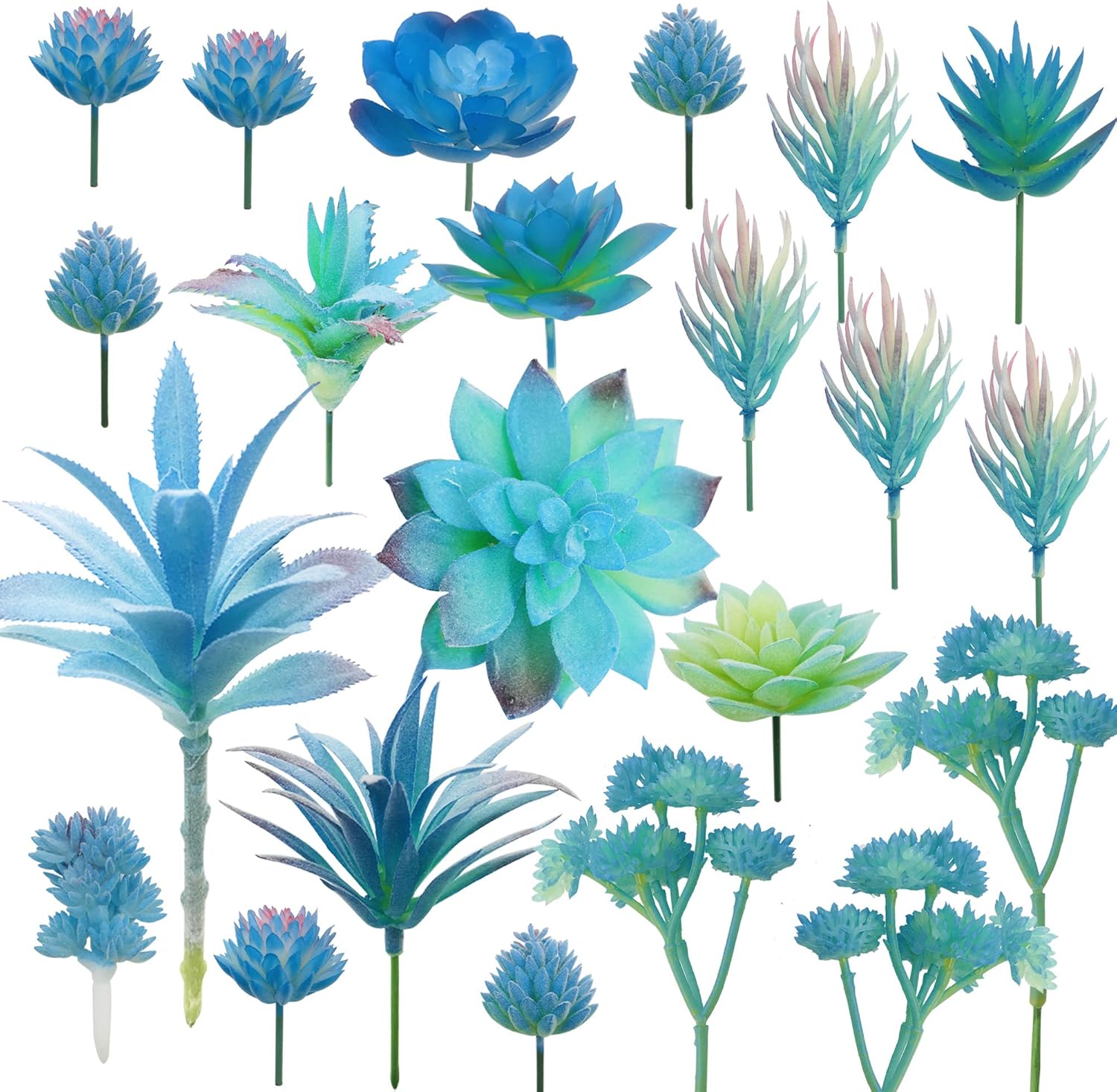Cayway 10 Pz Suculentas Falsas Suculentas Plantas Artificiales, Azul Artificiales Surtidas Suculentas Faux Suculentas para Decoración del Hogar, Decoración de Pared, Jardín, Bricolaje