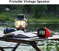 Vista 2 de iTOMA Reloj despertador retro con Bluetooth, pantalla de hora, ajuste de alarma, ranura para tarjeta TF, conector auxiliar, llamadas manos libres