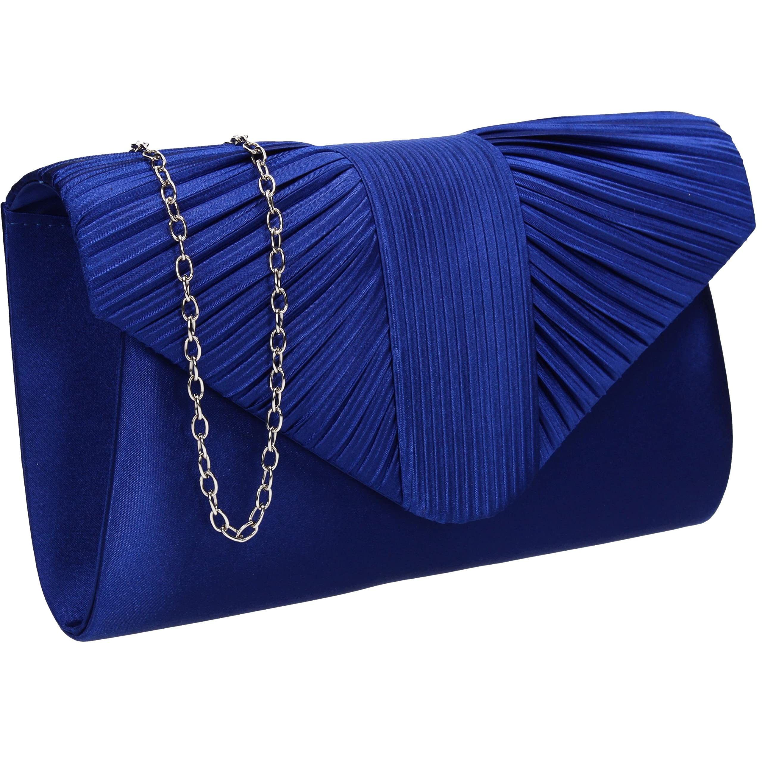 SwankySwans Sophie Womens Satin Party Prom Wedding Evening Clutch Bag Purse (Royal)