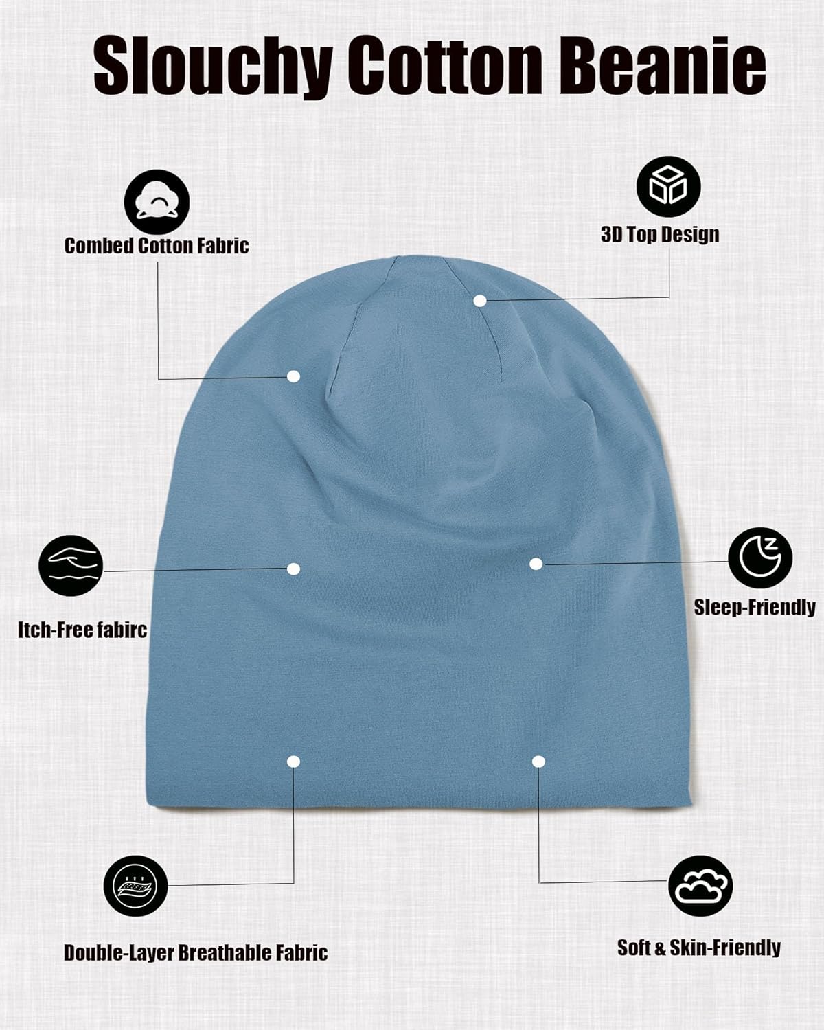 Summer T-Shirt Cotton Slouchy Beanie for Women Men Fashion Style Soft Hipster Daily Hat Lightweight Skull Sleep Cap - Image 2