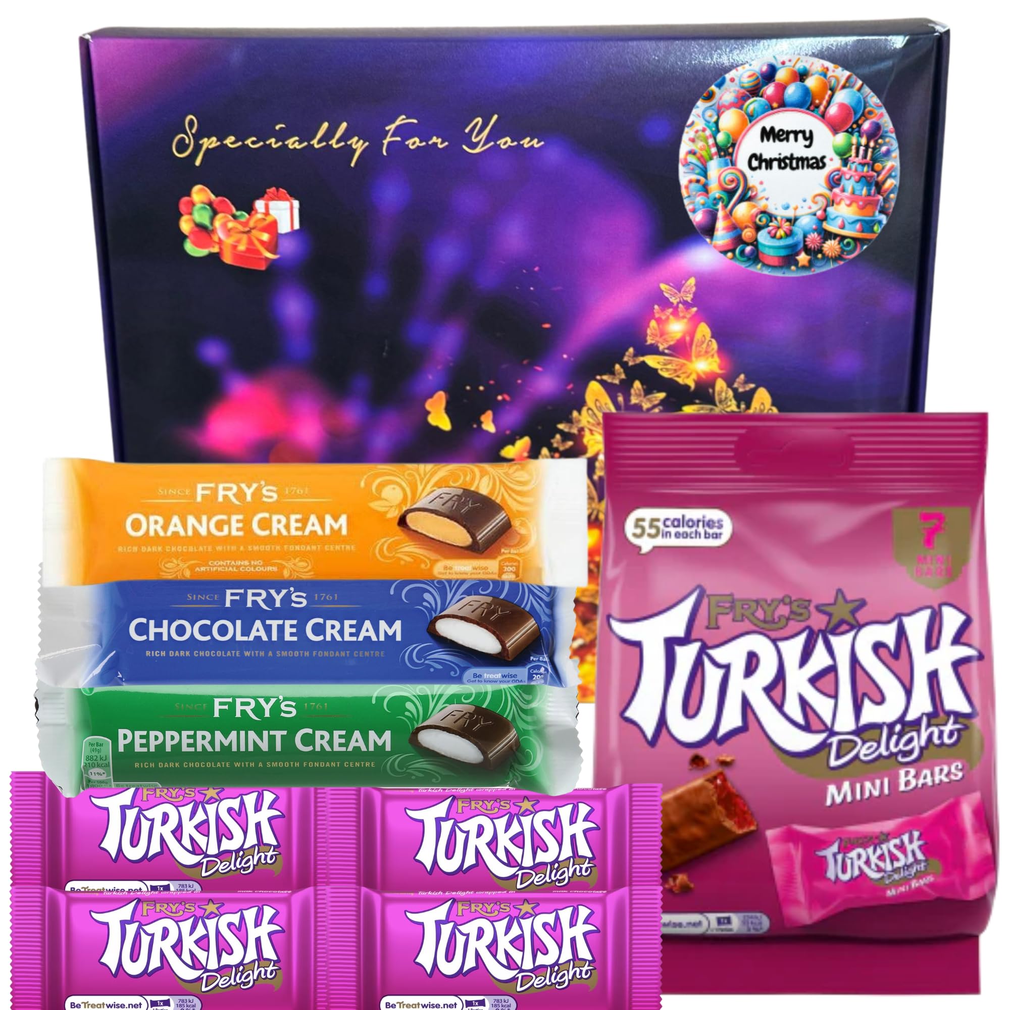 Turkish Delight Milk Chocolate Christmas Hamper – Festive Gift Box with Mini Delights & Dairy Milk Bar | Xmas Eve Presents for Women, Men, Kids, Friends & Loved Ones
