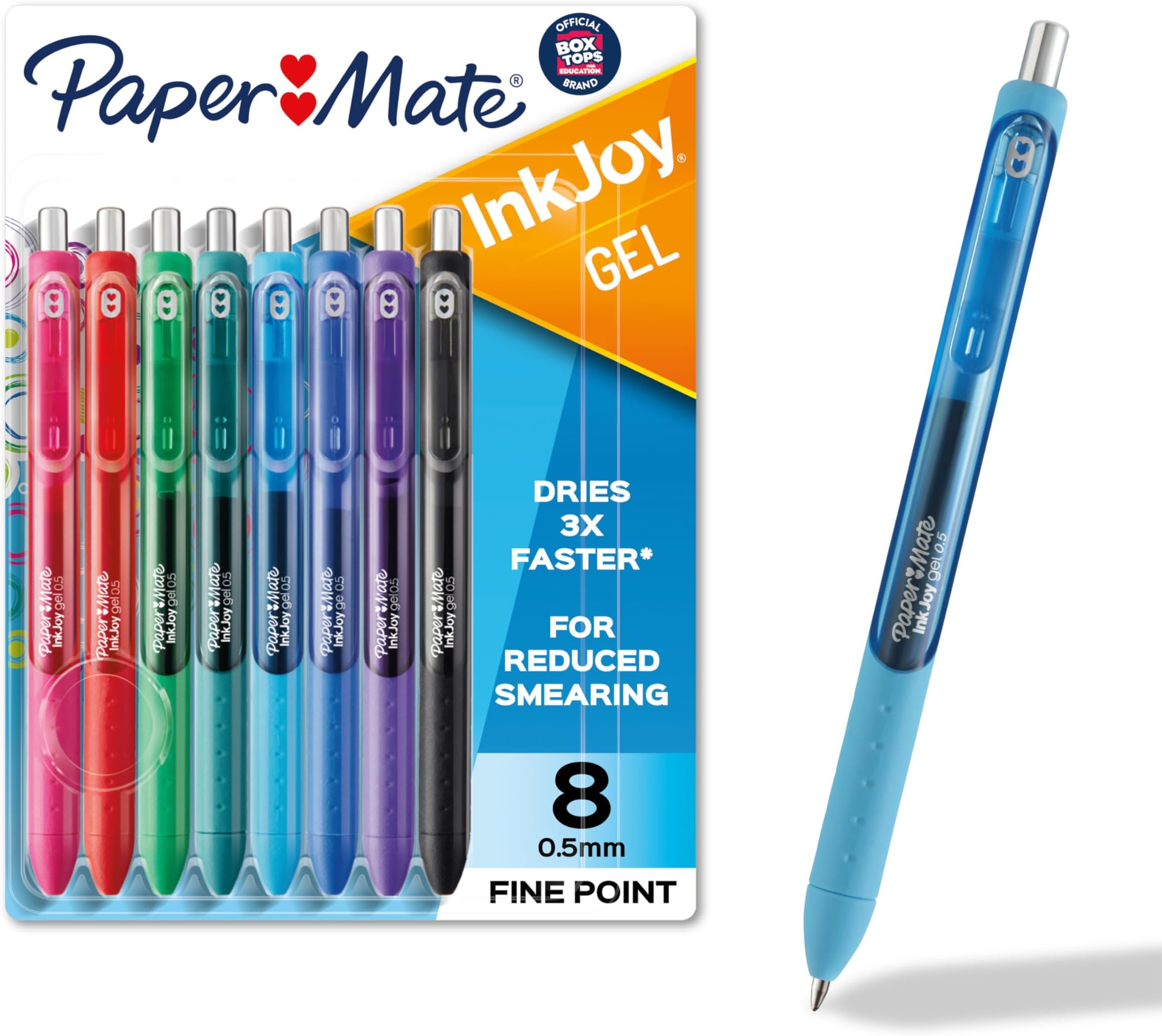 Paper Mate InkJoy Gel Pens, Fine Point (0.5mm), Assorted Colors, 8 Count - Back to School, Teacher Supplies, Writing, Journaling
