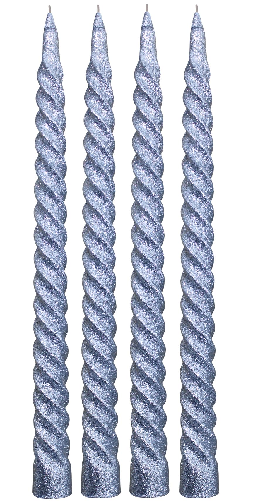 Luces Paraffin Wax Smokeless Silver Glitter Taper Twisted Stick Candles Decorations for Living Room Dinner Table Church Pack of 4-image-3