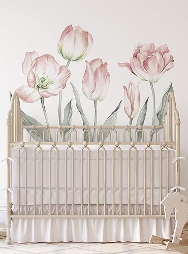 Garden Tulips - Vinilo adhesivo para pared, despegar y pegar (rubor)