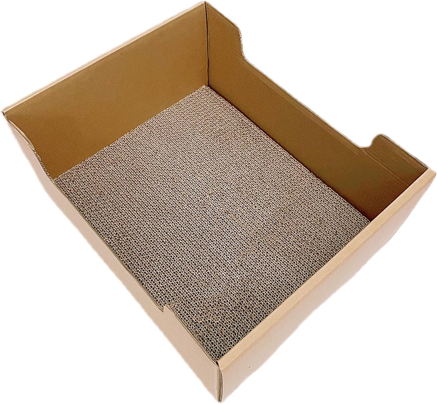 SVY Cozy Cat Box with Scratcher Pad, Made of Corrugated Cardboard, Ideal for Cats & Kittens & Small Dogs & Small Animals Large