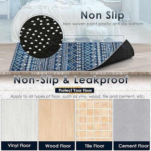 Miniatura 4 de OctBird Juego de 3 alfombras bohemias para cocina, antideslizantes, para baño, frente al fregadero, sala de estar, entrada, pasillo, 20 x 32 + 20 x