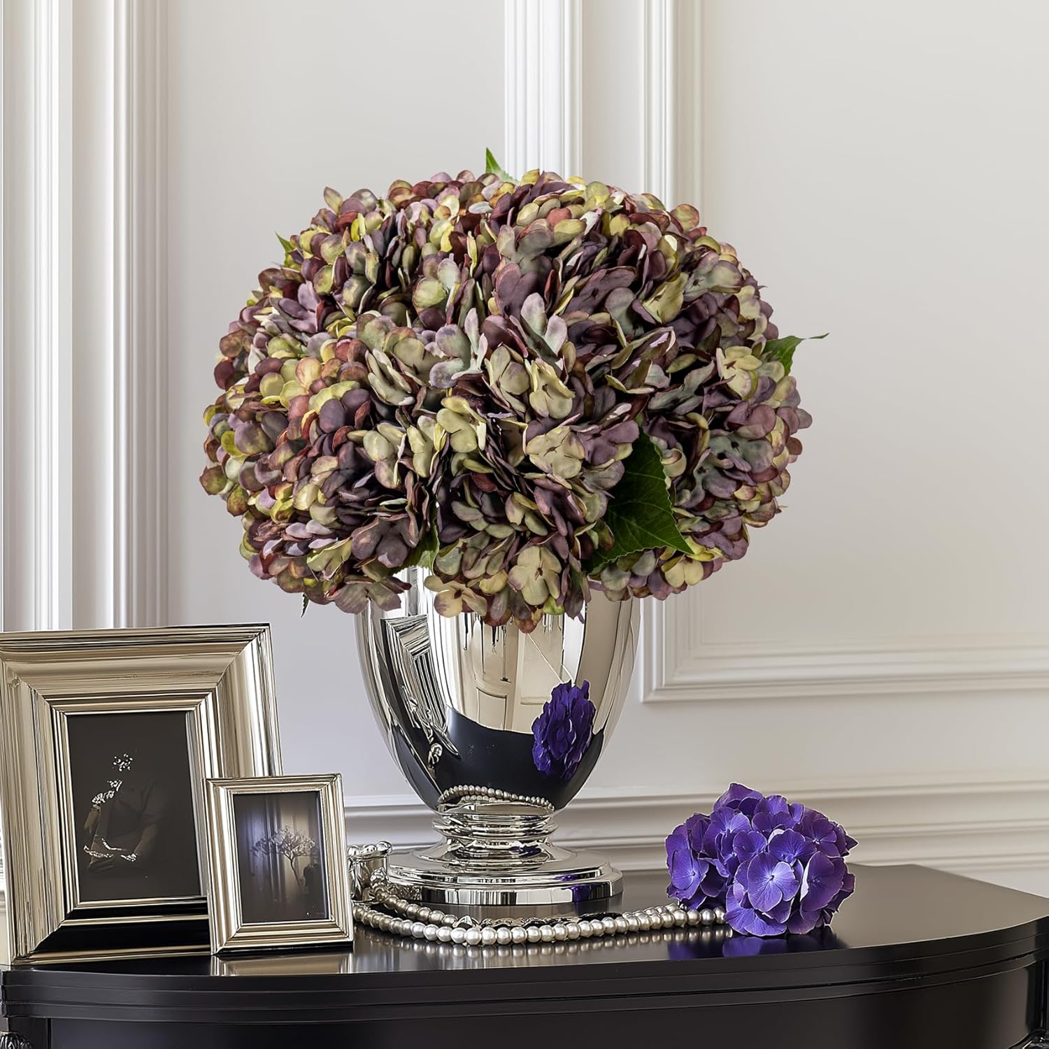 10PCS Fake Hydrangea Artificial Flowers Hydrangea Bouquet for Home Wedding Bridal Bouquet Office Party Table Centerpiece DIY Floral Decor (Autumn Purple) - Image 4