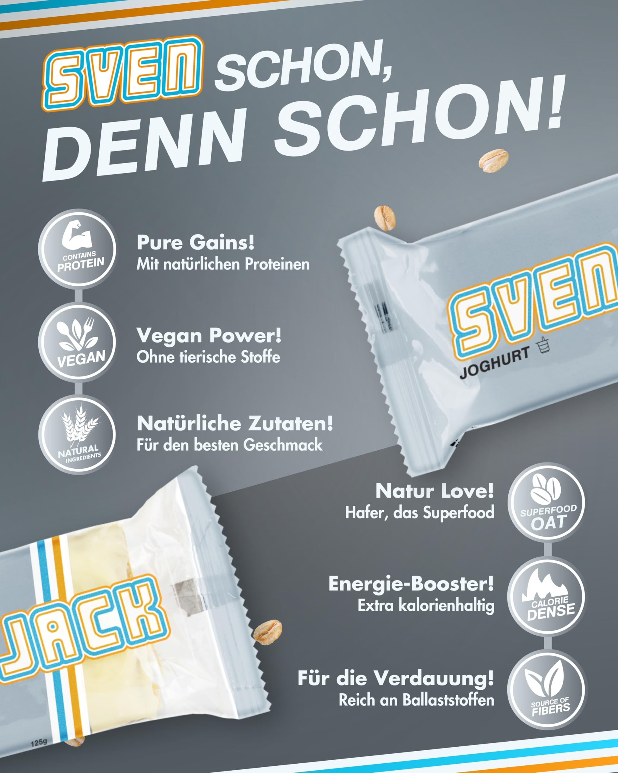 Sven Jack (Energy Cake) Haferriegel Joghurt 24x 125g I Original Haferflocken Energieriegel mit Joghurt & Glasur I Veganer Haferriegel I Langkettige Kohlenhydrate & wenig Zucker I Müsliriegel