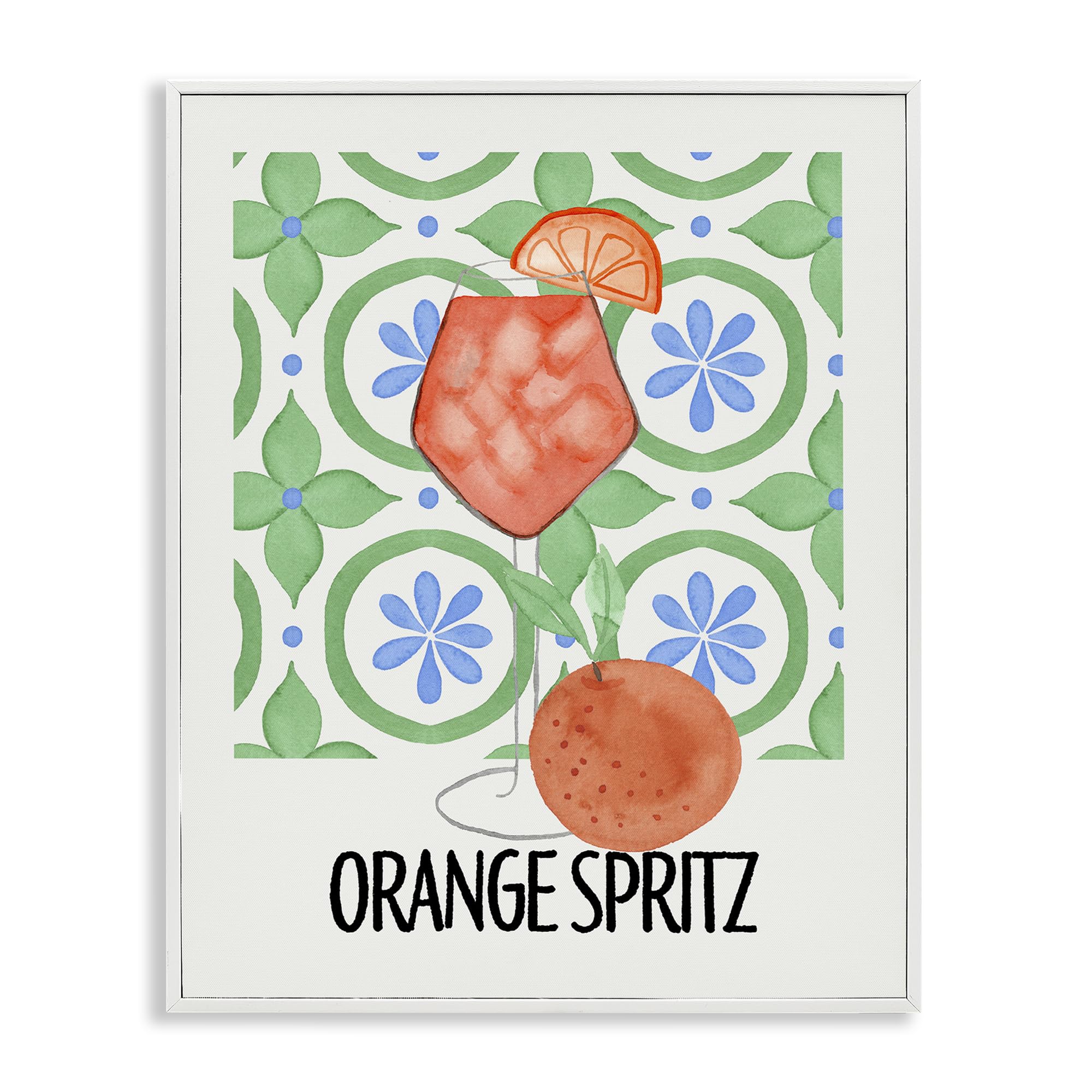 Stupell Industries Coastal White (Textured) Orange Spritz Kitchen Cocktail, 16 X 20 Inch Framed Giclée Print