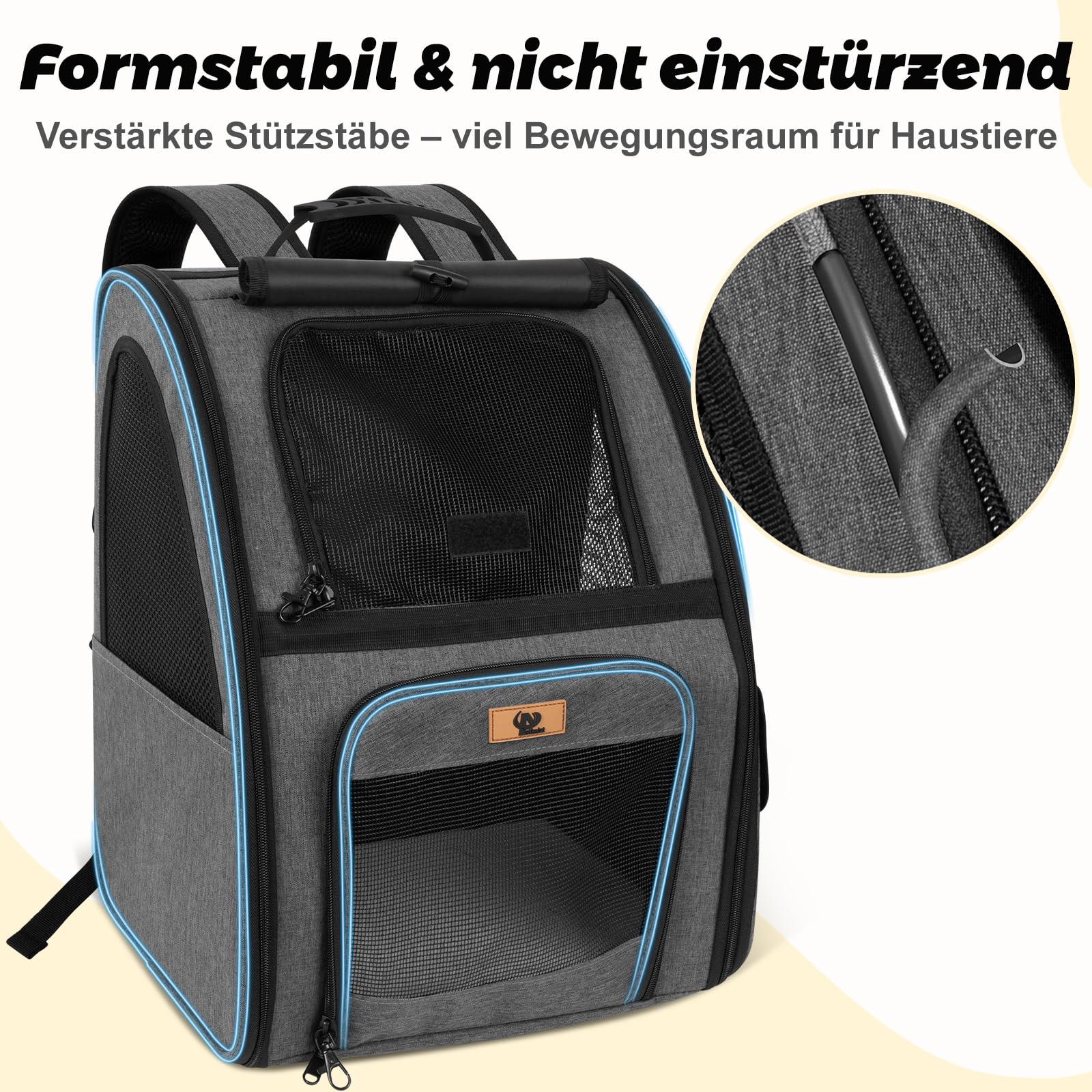 Aystkniet Mochila para perros y gatos con ventilación completa de 270° y entrada de 3 niveles, bolsa plegable para mascotas con cortina de privacidad y soporte para maleta, para senderismo al aire