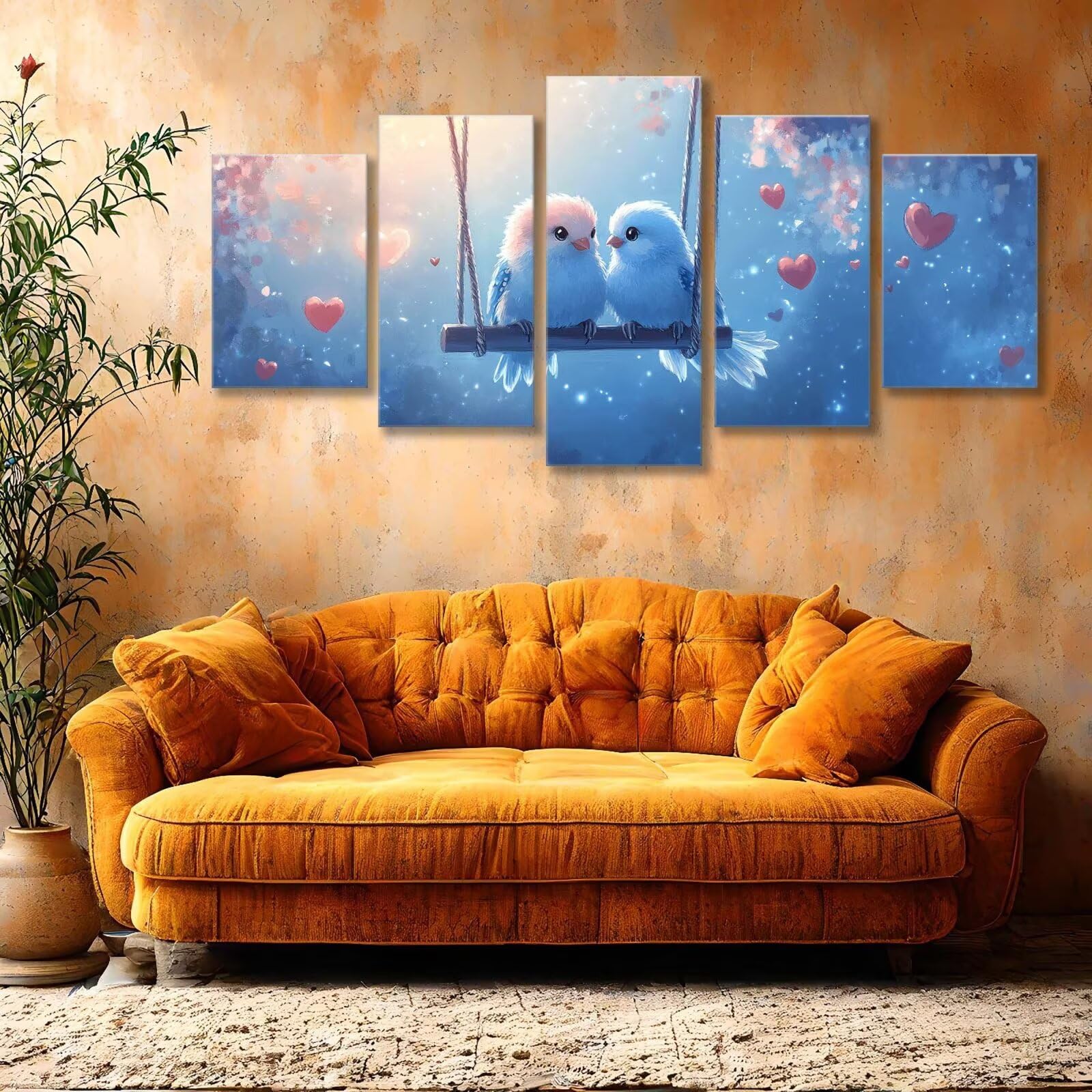 Amar Diamond Painting 5 sztuk Kompletny zestaw, zestaw do malowania diamentowego ptaka dla dorosłych, 5D DIY Haft krzyżykowy Rysunki z diamentami, dekoracja ścienna 150x75cm C-41