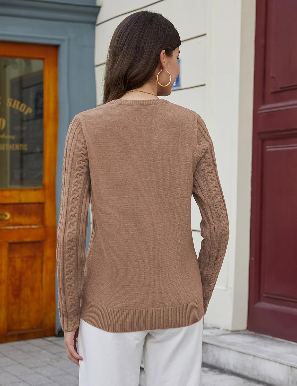 YUCOLEN Womens Sweater Cable Knit Long Sleeve Pullover Top Casual Crew Neck 2026 Spring Trendy Lightweight Outfits - Image 3