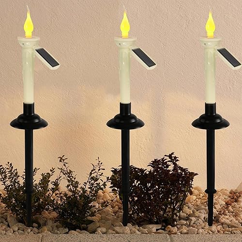Miniatura 7 de Velas solares impermeables al aire libre, 4 unidades, velas LED cónicas de luz recargable, funciona con pilas, para ventana, lámpara de patio al