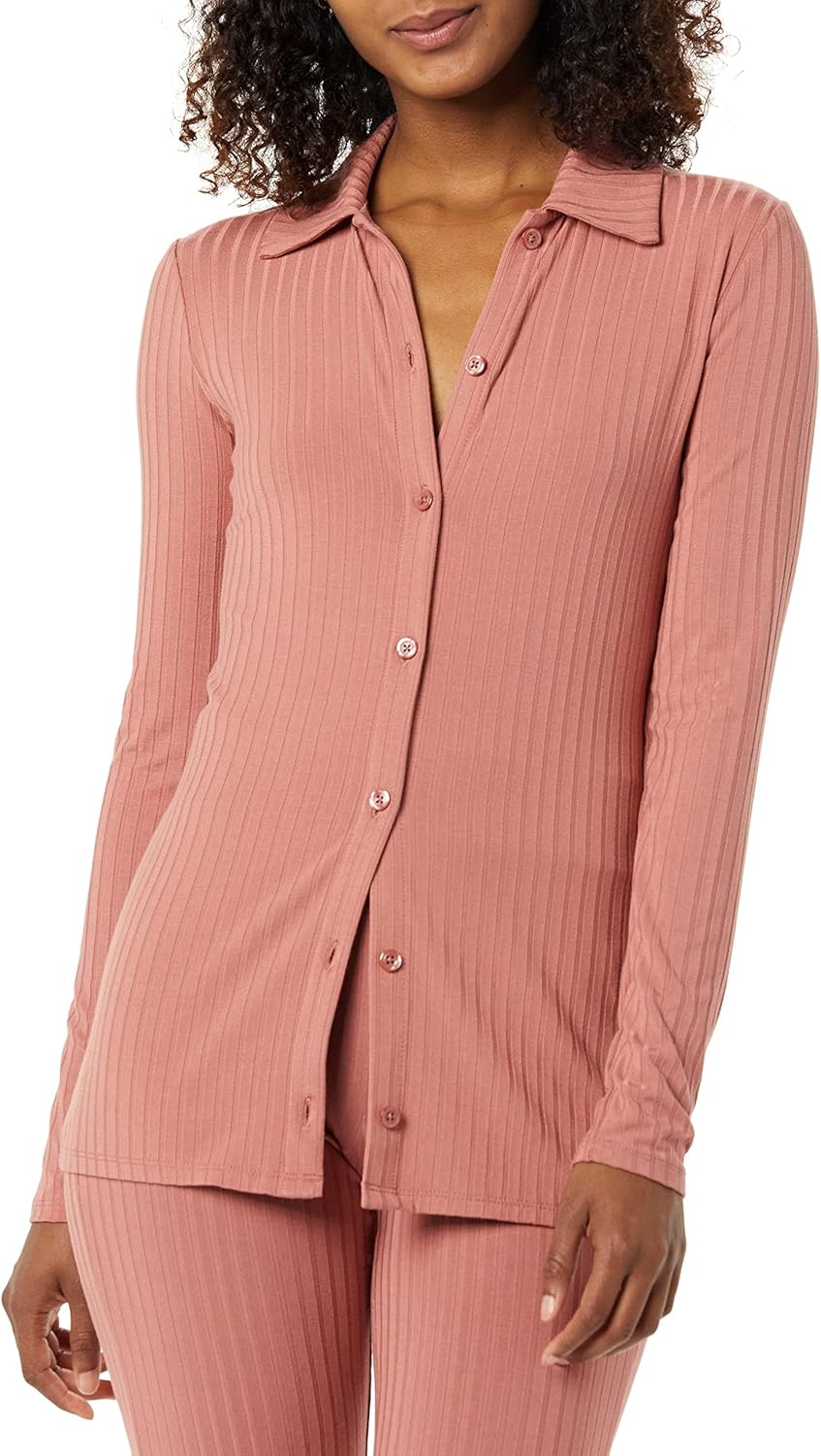 Amazon Essentials Women’s Long Sleeve Ribbed Button-Up Cardigan