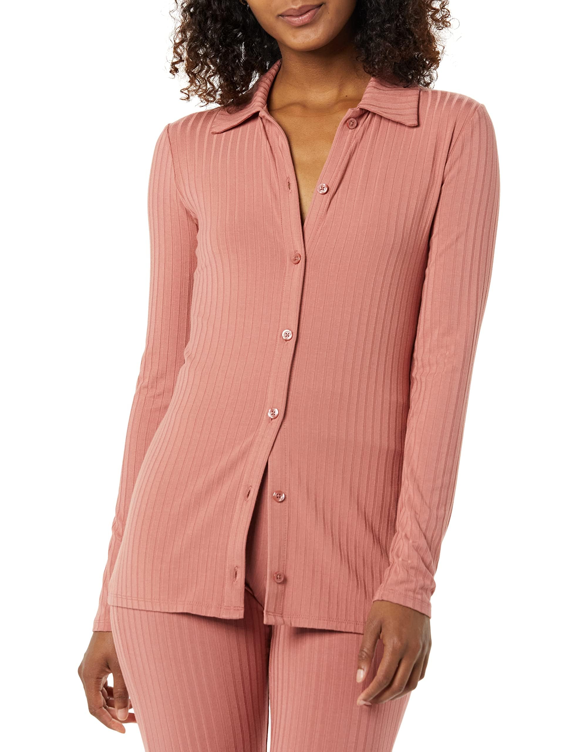 Amazon Essentials womens Wide Rib Long Sleeve Button-up Collared Cardigan Pants Sold Separately