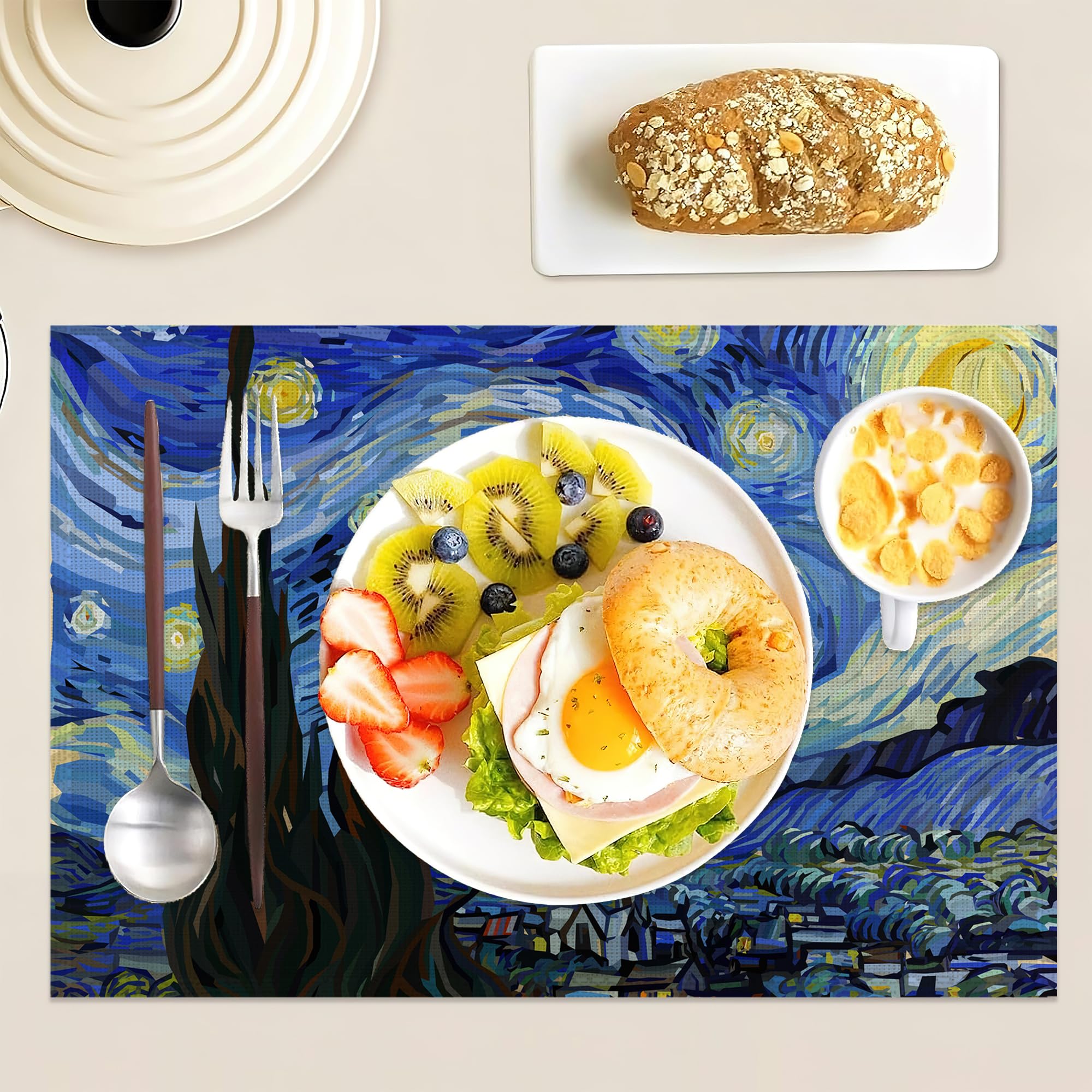 Starry Night Placemats Set of 6,Table Mats Non-Slip Heat Resistant Washable Placemat for Party Kitchen Dining Table Decoration Indoor Outdoor - Image 4