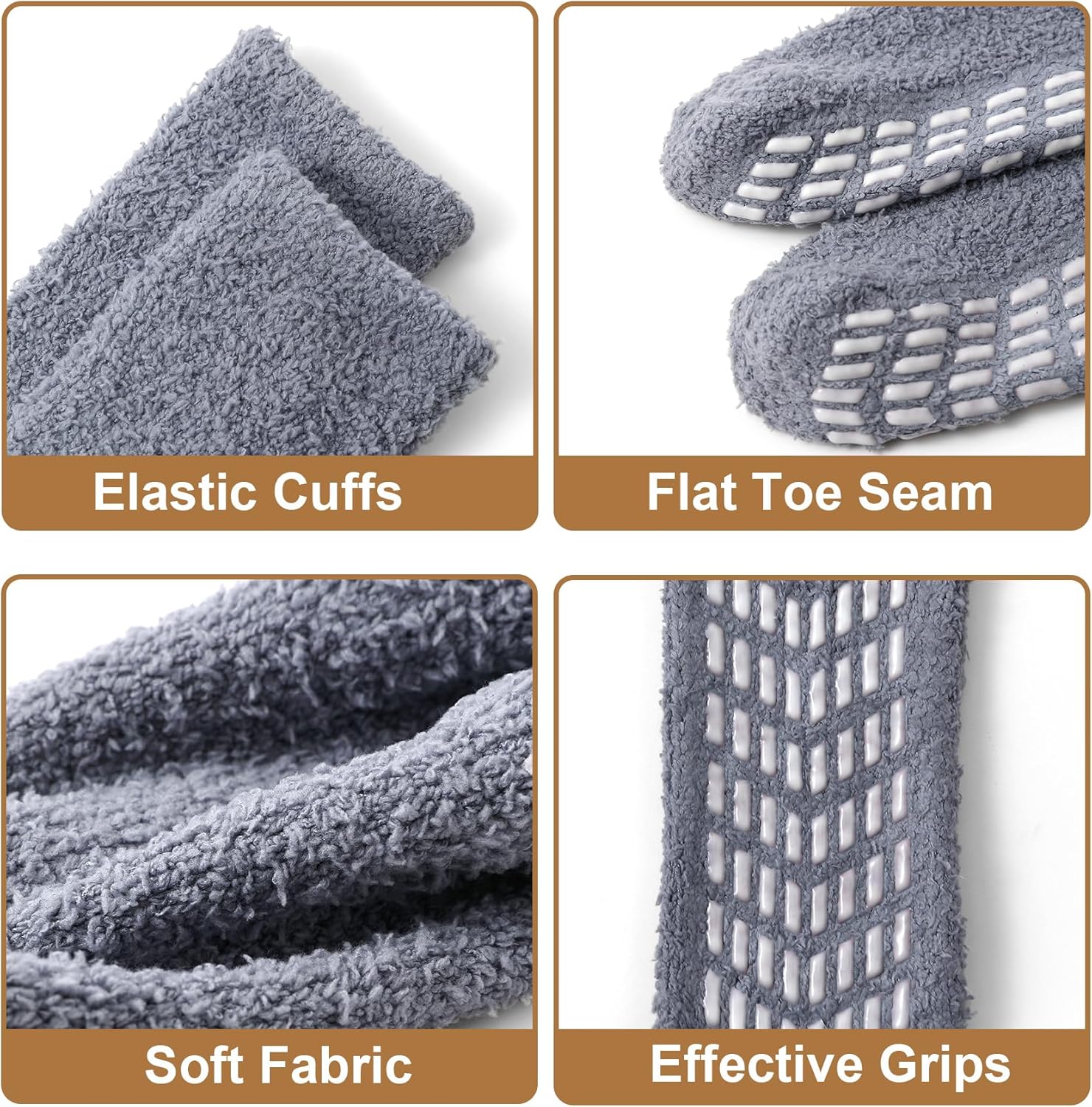 Bevigorio Non Slip Slipper Socks for Women Hospital Fuzzy Socks with Grips Cozy Grippy Winter Warm Gifts - Image 3