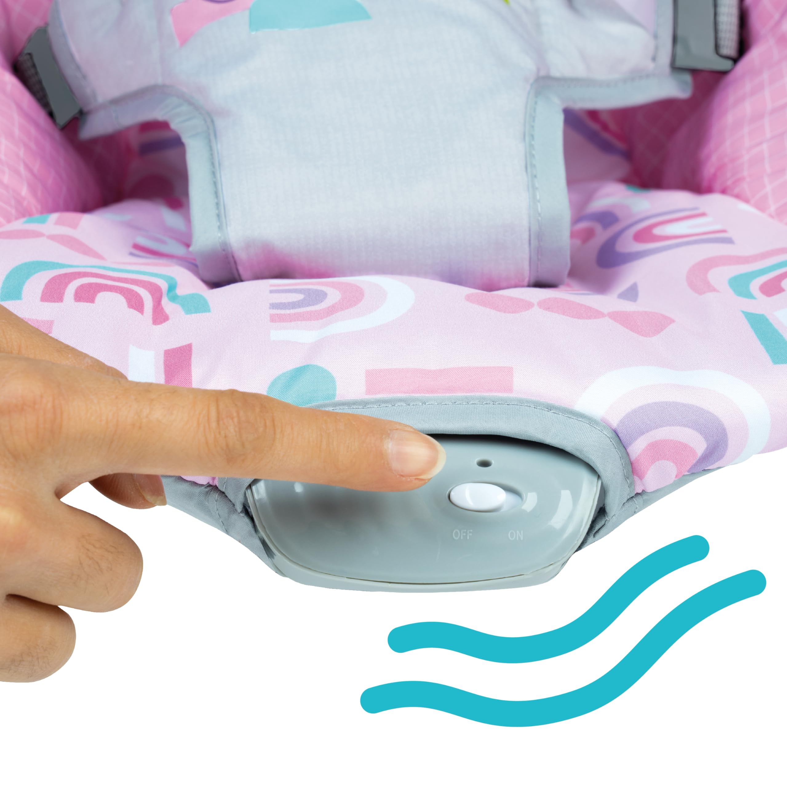 Bright Starts Transat Bébé Confortable avec Vibration Apaisante et Jouets, Unisexe, 0-6 Mois (Pink Paradise, Rose)