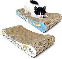 TTCAT Bone-Shaped Cat Scratching Pad 2-Pack: Reversible Corrugated Cardboard Scratcher, Durable Furniture Protector