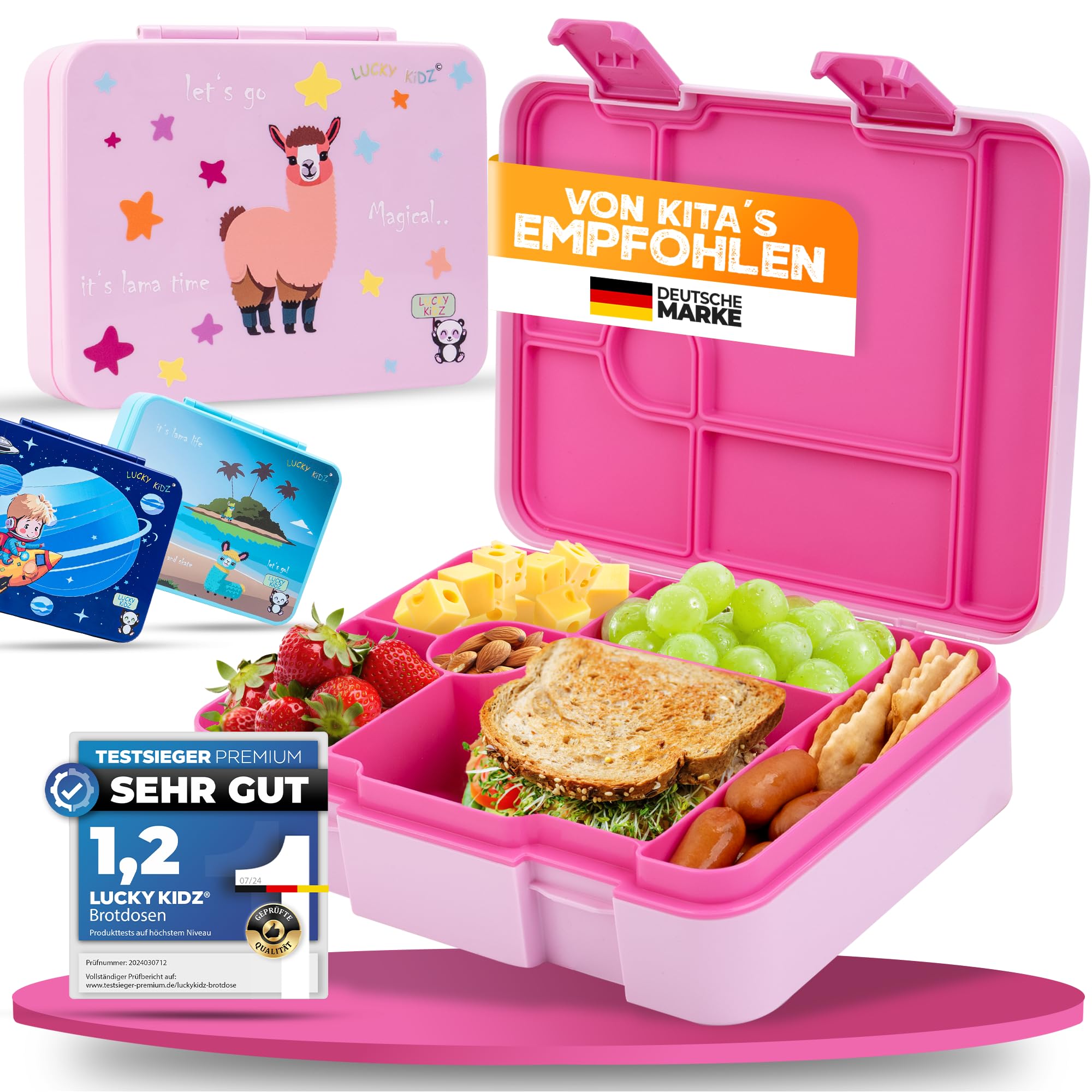 Brotdose Kinder mit Fächern, Bento Box, Brotdose mit Fächern, Auslaufsicher &amp; BPA frei, Lunchbox Kinder, Vesperbox, Jausenbox, Brotdosen, Lunch Box, Brotzeitbox, Frühstücksbox – Amazon Angebot