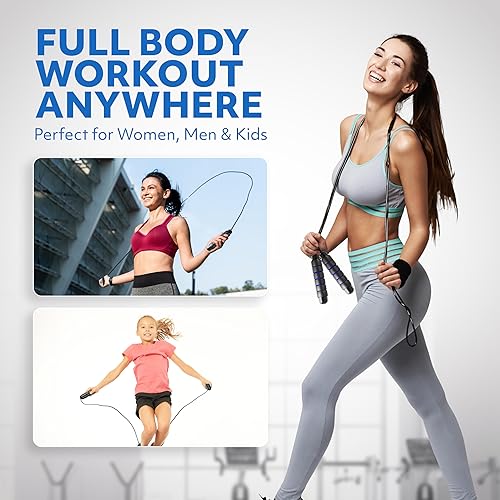 Miniatura 3 de Cuerda de saltar, cuerda de saltar pesada, cable de cuerda de salto de velocidad rápida sin enredos con rodamientos de bolas
