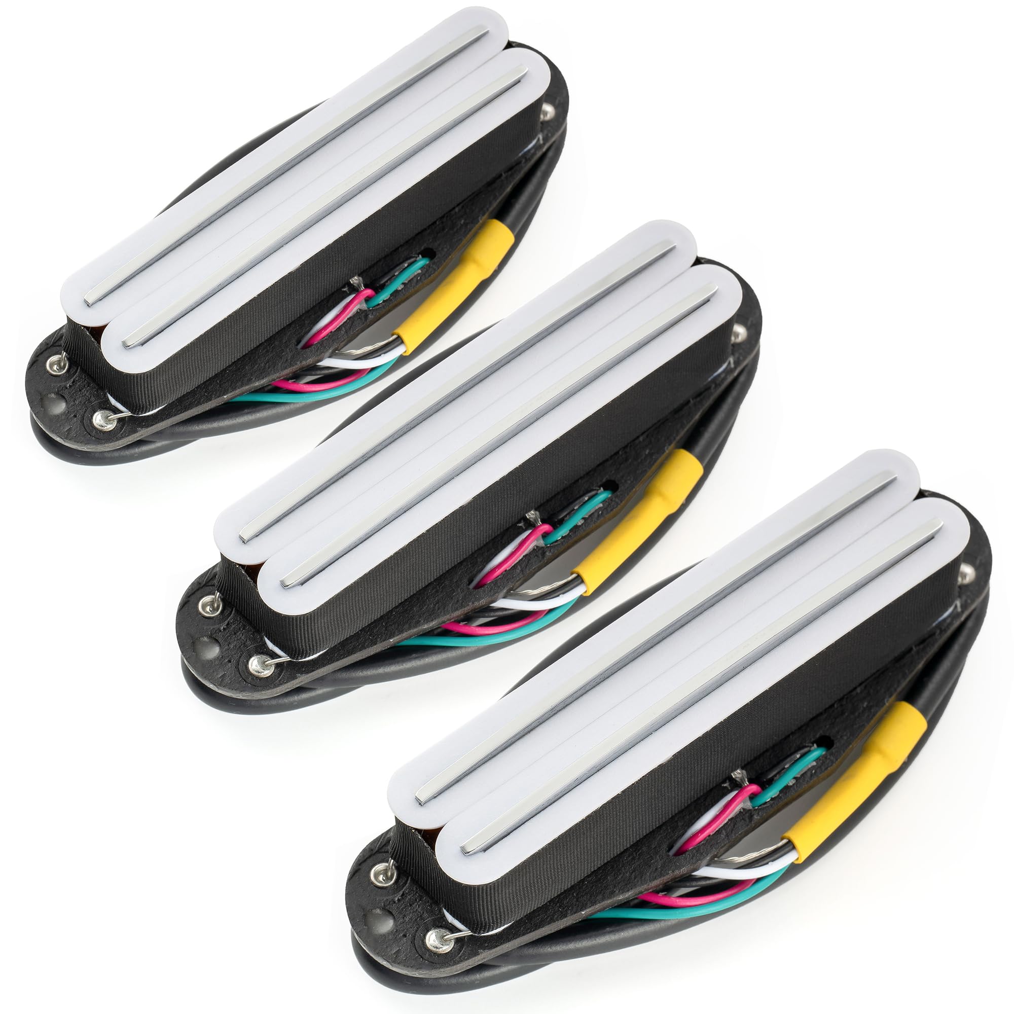 Musiclily Pro ST-DPHA Alnico 5 Humbucker Formato Single Coil Set Bianco 3pz | Rail Blade,Super Distortion, per Chitarra Elettrica tipo Strat,