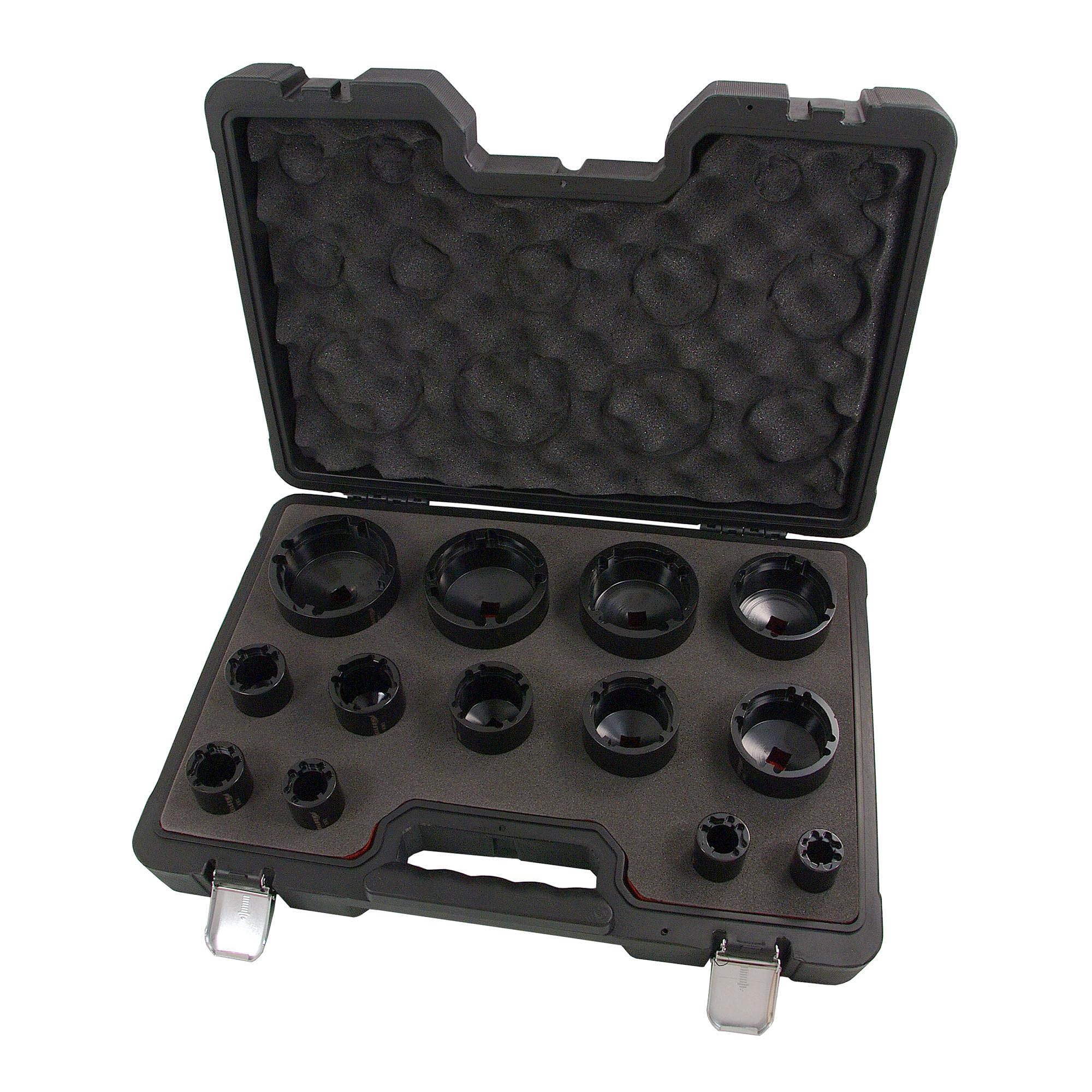 13 Piece Grooved Locking Wheel Nut Remover Socket Set - Inside Tooth 18mm - 80mm