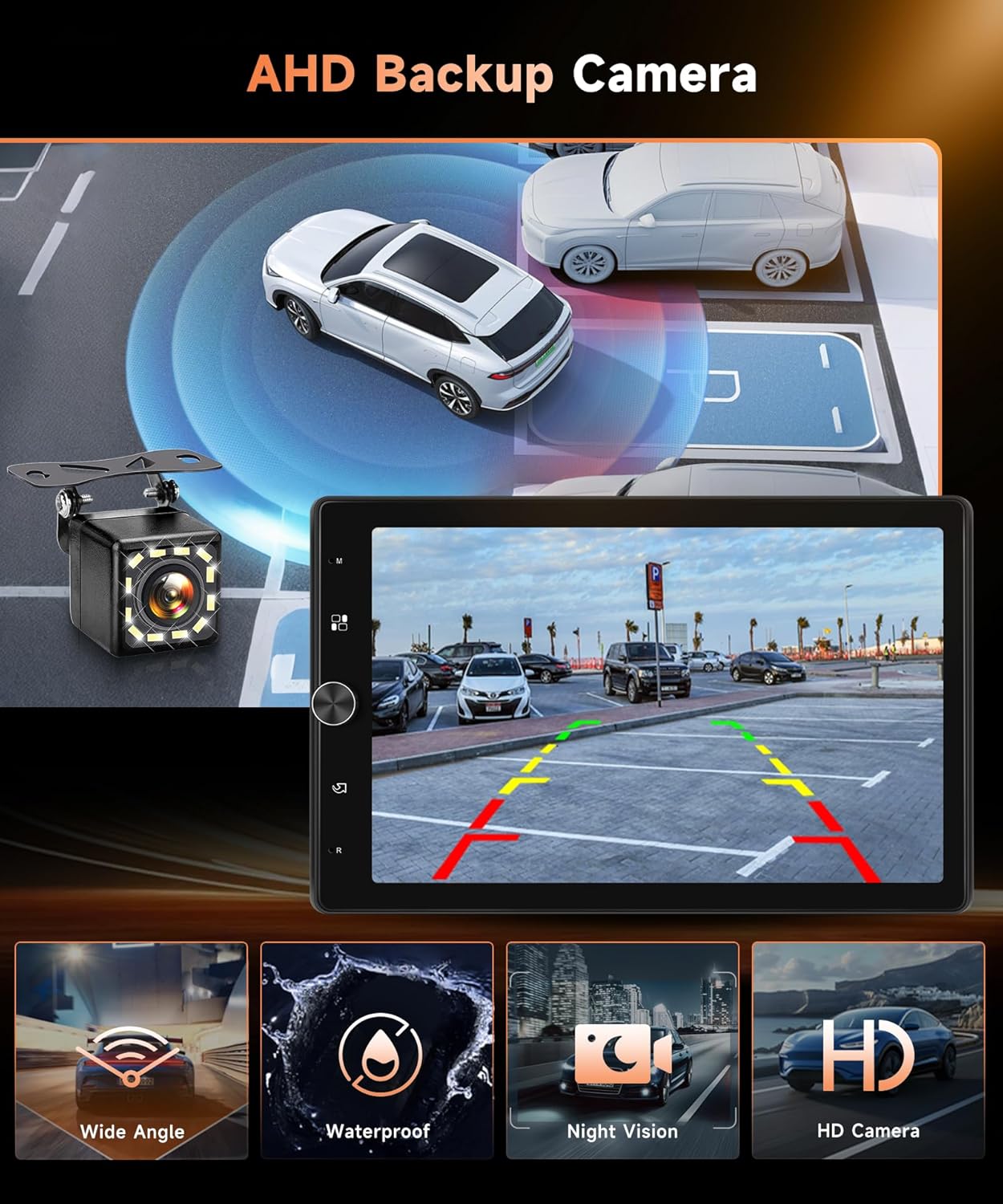 MAHVEC 10.4'' Single Din Car Stereo with Wireless CarPlay Android Auto, HD Rotation Touchscreen Radio with Bluetooth, USB, Mirror Link, SWC, Car Play, FM/RDS Radio, Backup Camera