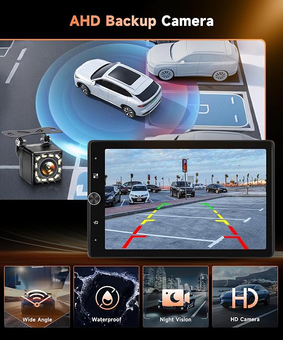 MAHVEC 10.4'' Single Din Car Stereo with Wireless CarPlay Android Auto, HD Rotation Touchscreen Radio with Bluetooth, USB, Mirror Link, SWC, Car Play, FM/RDS Radio, Backup Camera