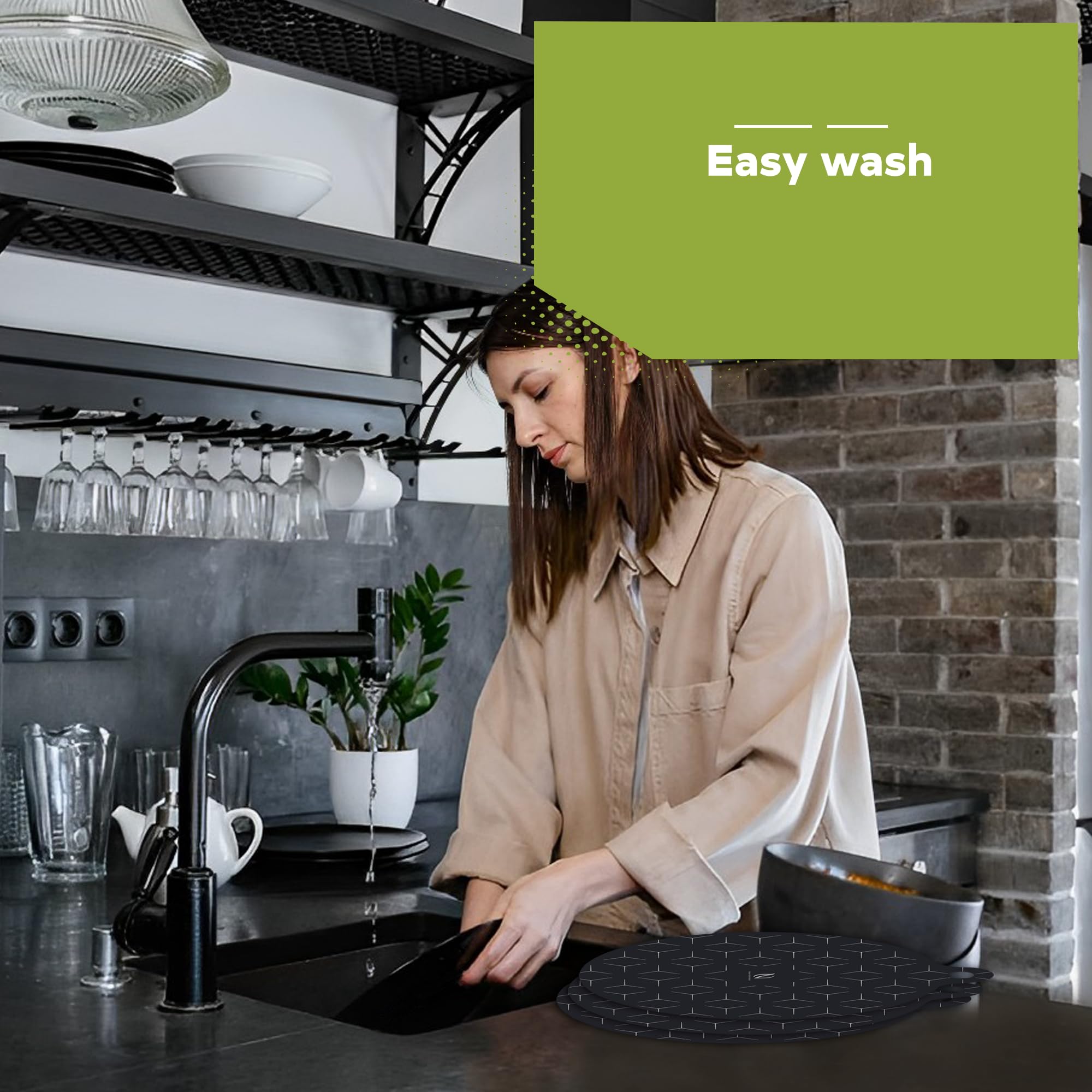 HI NATURE™ Tappetino a Induzione 4 Pezzi in Silicone Nero | Protezione Piano Induzione e Copertura Piano Cottura | Tappetini Protettivi per Fornelli a Induzione e Sottopentola per (4x, 4, Pezzi)