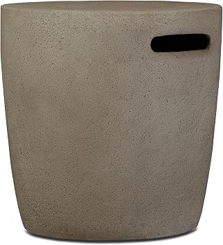 Real Flame Riverside Propane Round Tank Cover and Outdoor Side Table, Storage Hideaway Table for 20 lb Propane Tank for Gas Fire Pits, Lightweight, Weather Resistant - Glacier Gray