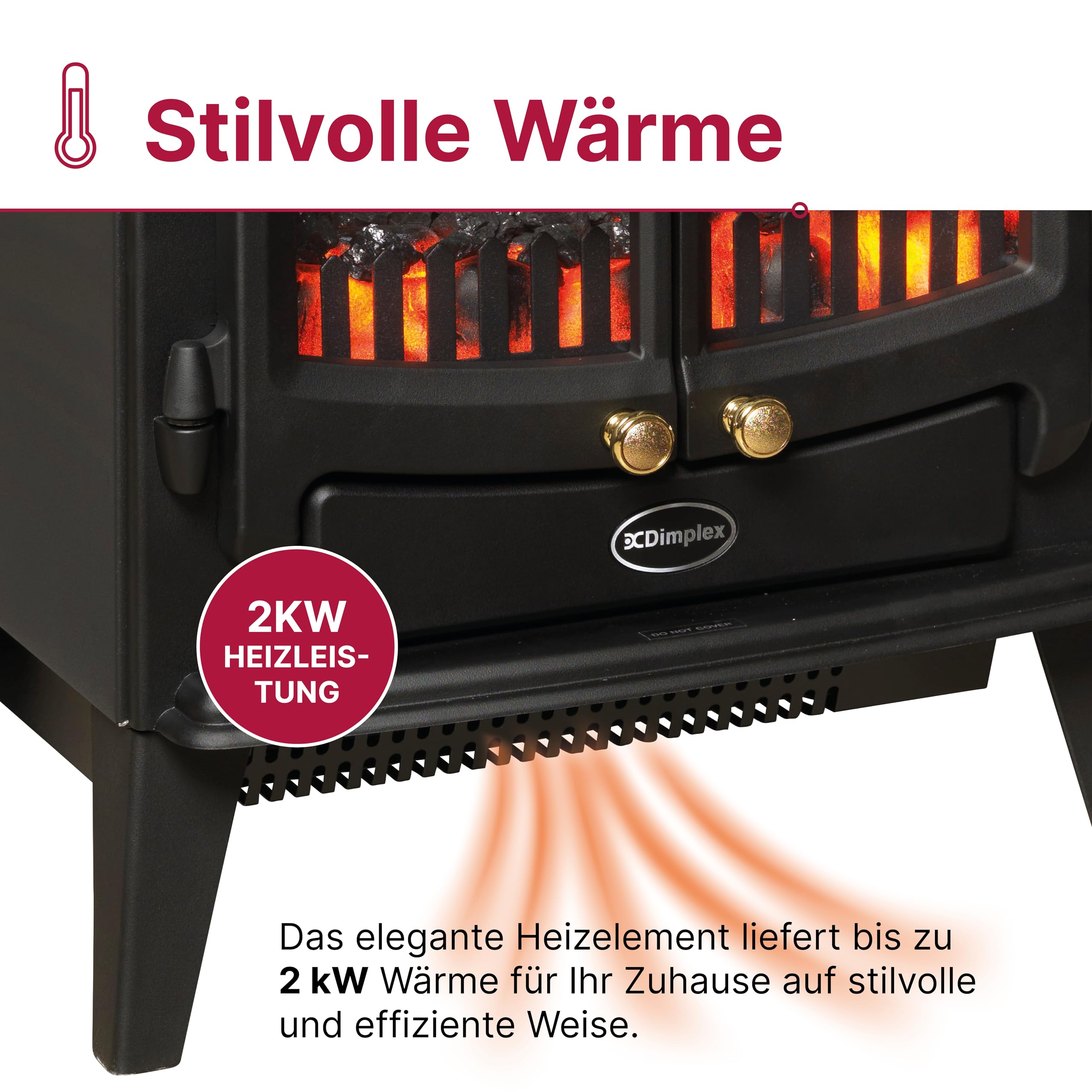 Dimplex Elektrokamin Optiflame Tango - Freistehender Elektrischer Kamin mit Kohlebett - LED-Flammeneffekt - Einstellbarer Heizung - Thermostat und Fernbedienung