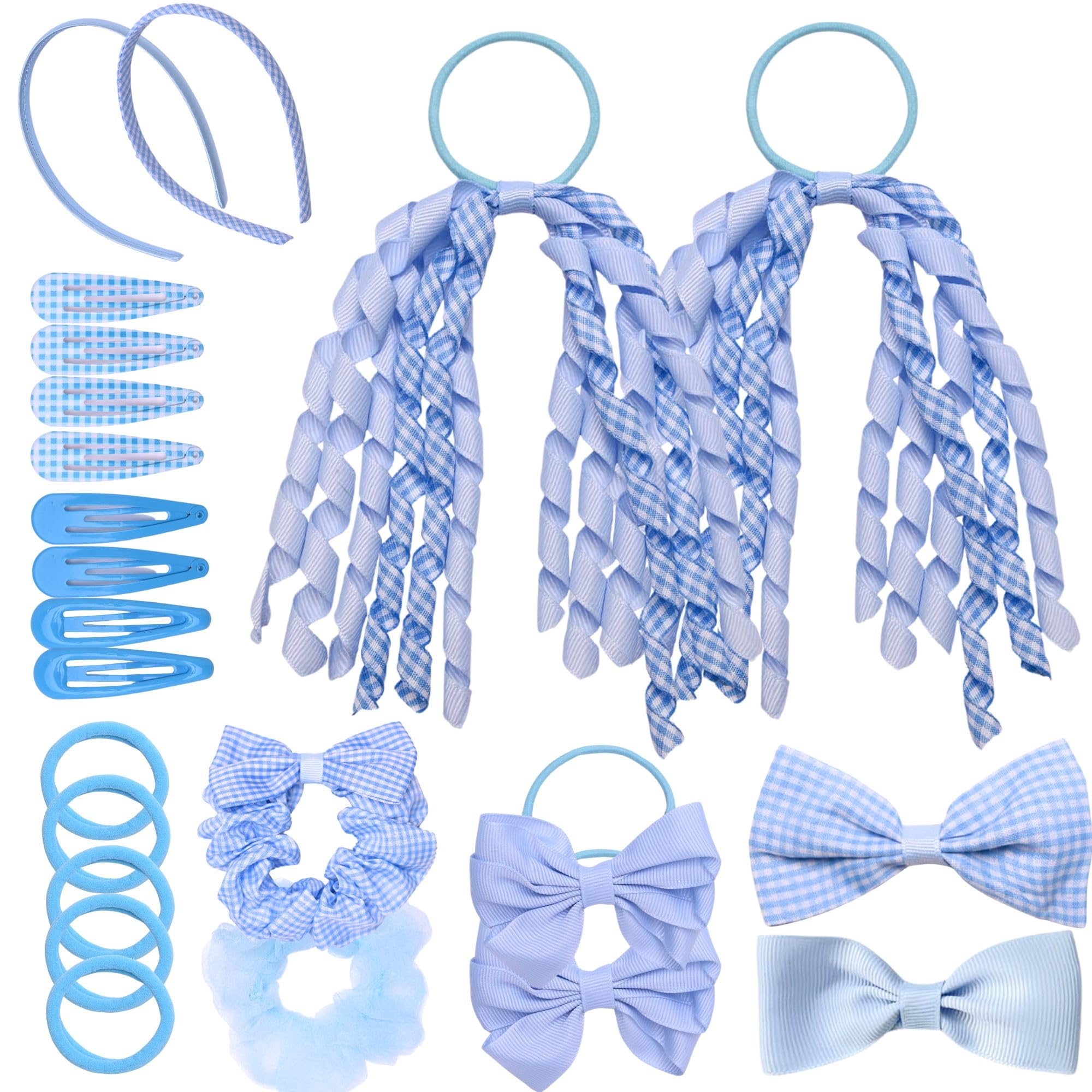 Basic Sense Gingham Girl Hair Accessories Set 23 Pieces Hair Ties, Pins, Scrunchies