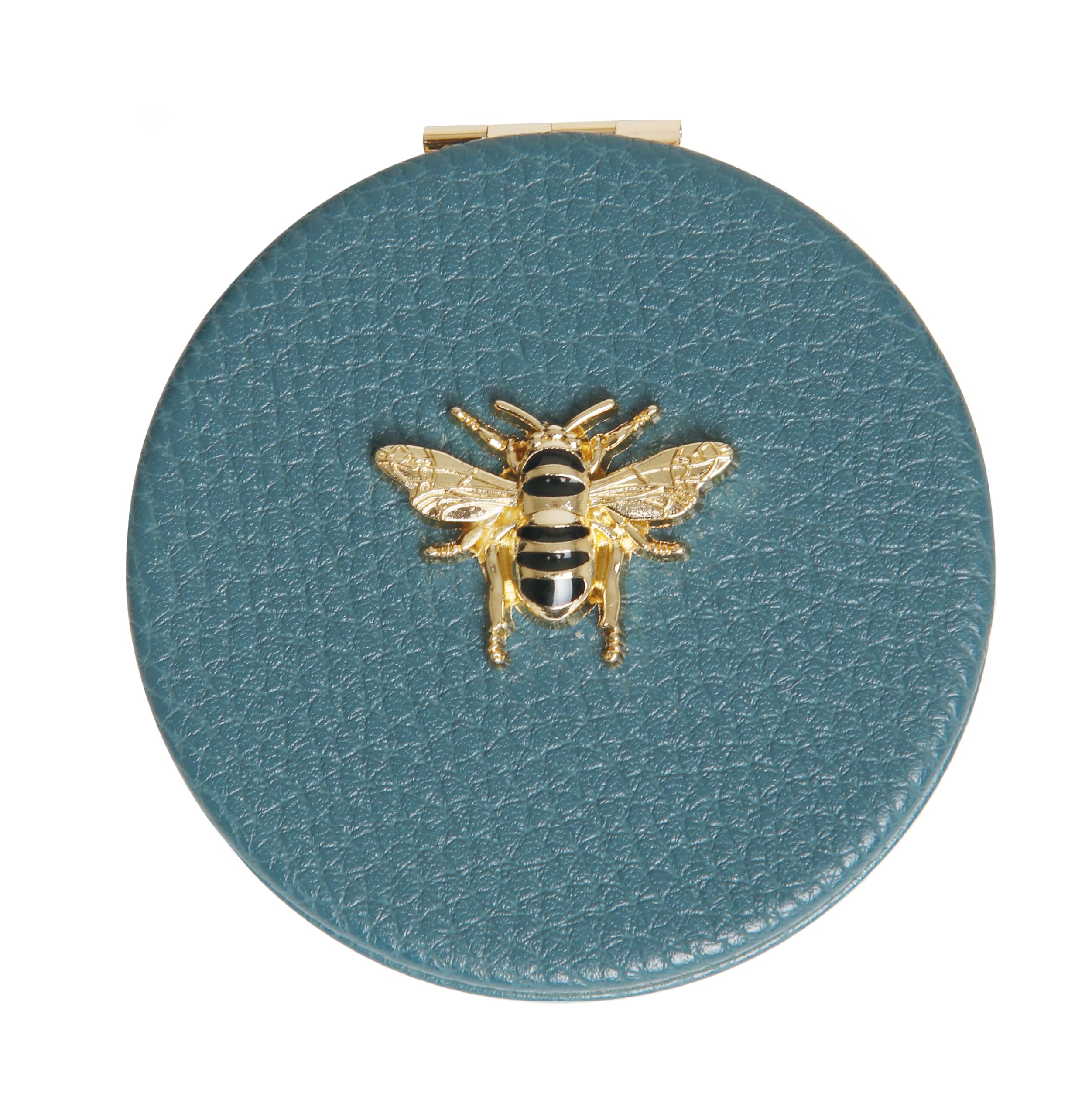 Teal Compact Mirror Alice Wheeler – Elegant Round Designer Handbag Accessory