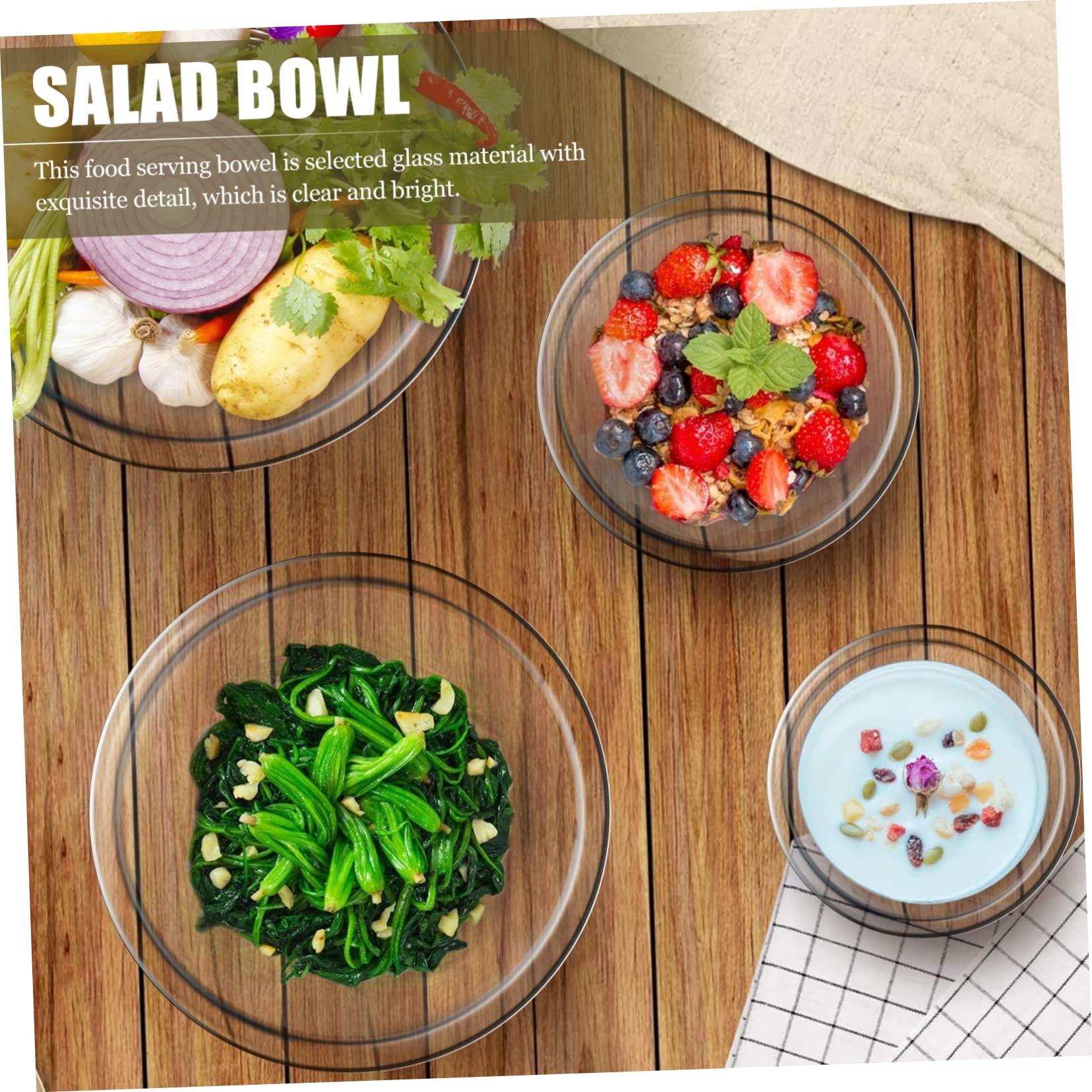 SOLUSTRE 4stücke Glasschalen Aus Klarglas Für Obst Und Salat Servierschalen Für Nudeln Reis Und Desserts Hitzebeständig Und Mikrowellengeeignet