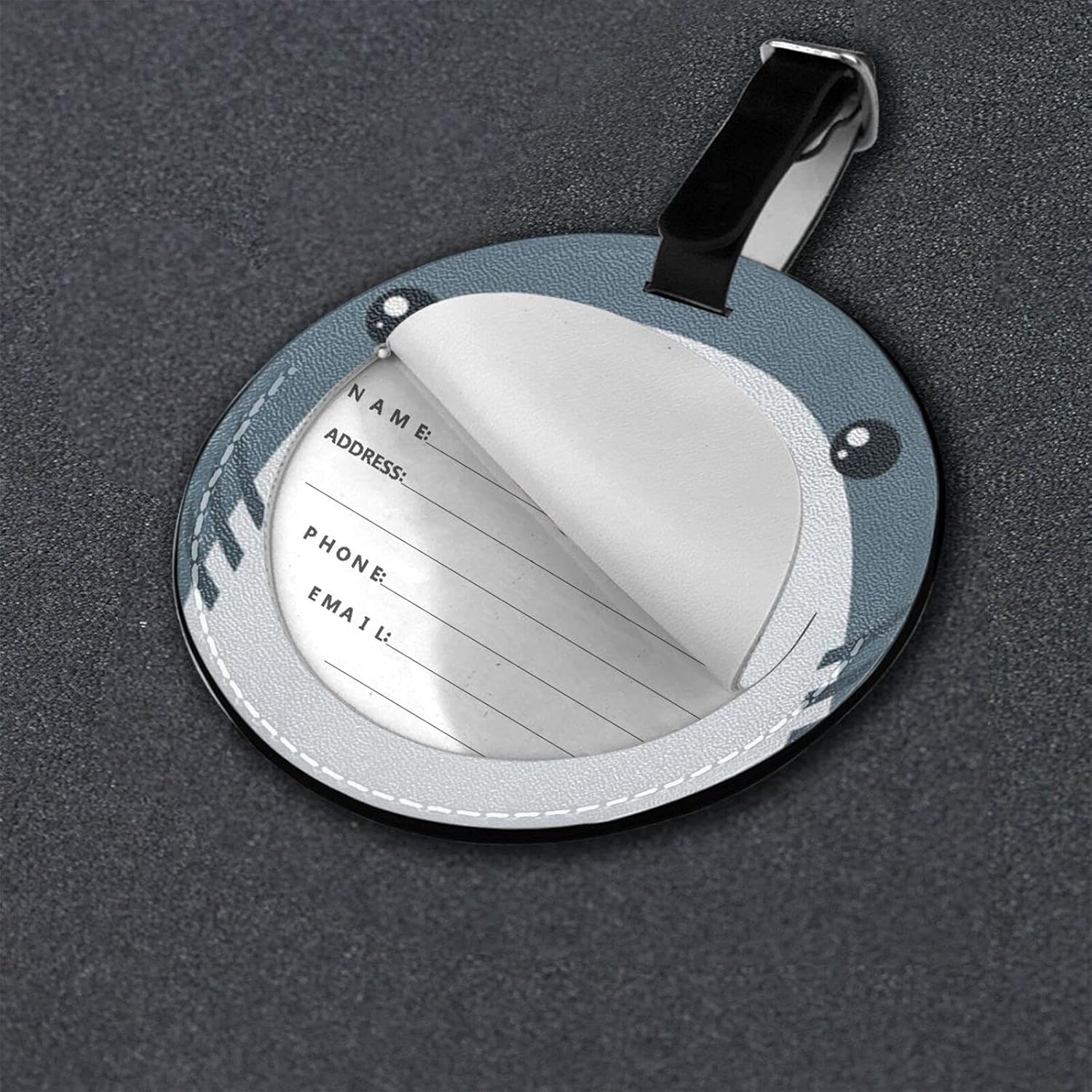 Luggage Tag Shark Face, Pu Leather Bag Travel Suitcases Id Identifier Baggage Label for Women Men Boys Girls