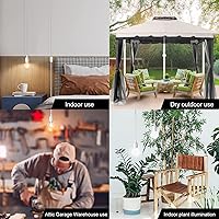 Vista 6 de Cable de luz colgante con portalámparas, extensión UL de 12 pies cable de luz colgante con portalámparas E26, interruptor de encendido/apagado