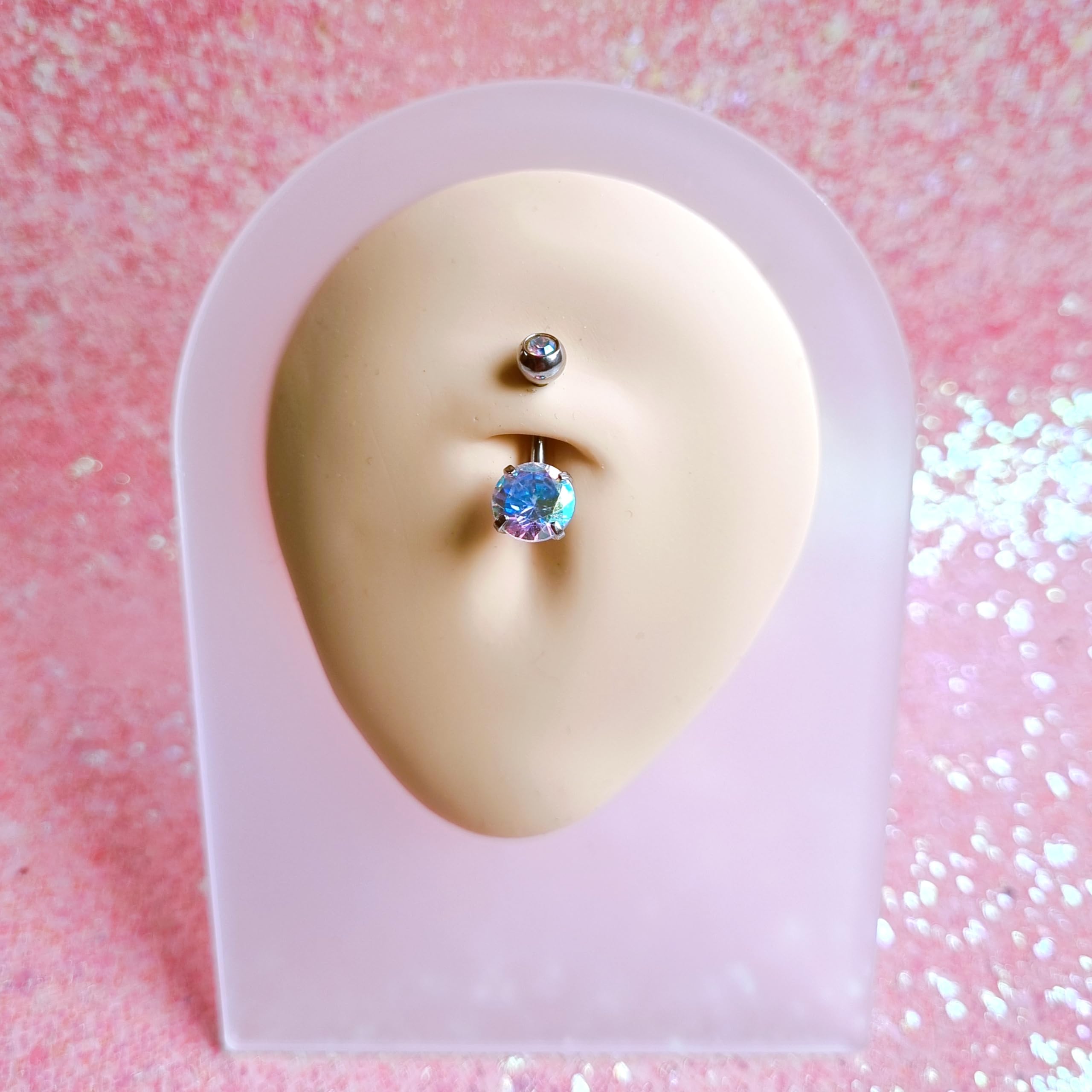Via Mazzini 316L Stainless Steel Double Crystal Belly Button Navel Ring for Women and Girls (BB0029) 1 Pc