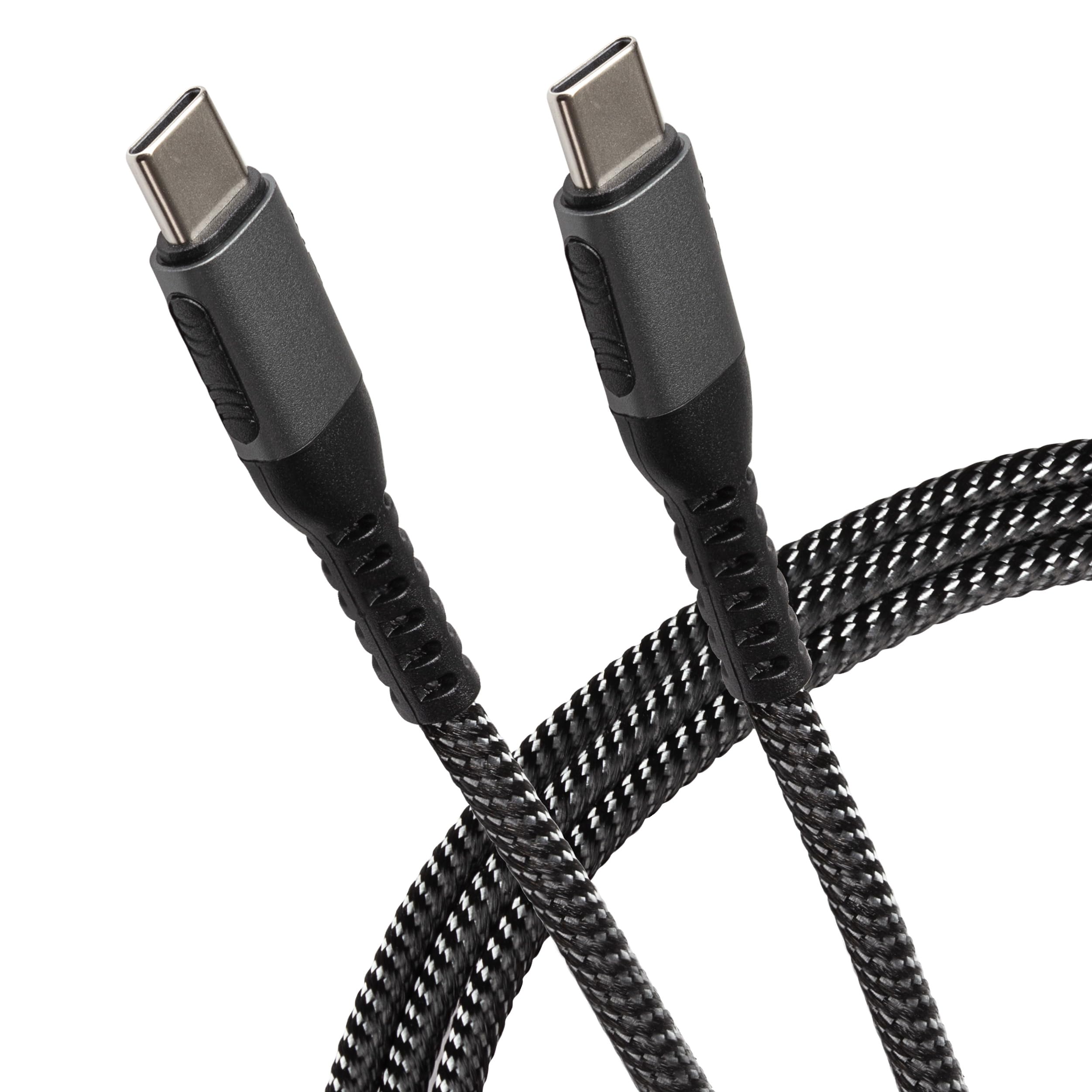 Maplin USB C to USB C 60W Cable Braided, Charging and Syncing, 1m, for Apple MacBook, iPad Pro, iPad Air, iPhone 15, Samsung Galaxy phones, Microsoft Surface, Google Pixel, Honor and more