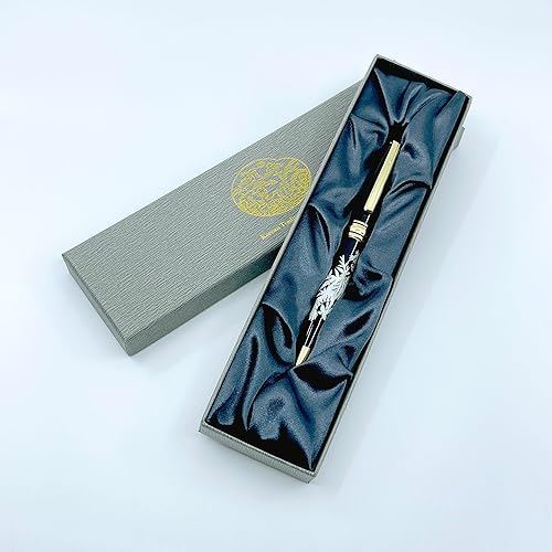 Miniatura 5 de Bolígrafo retráctil con diseño de nácar con incrustaciones de tinta negra (tigre)