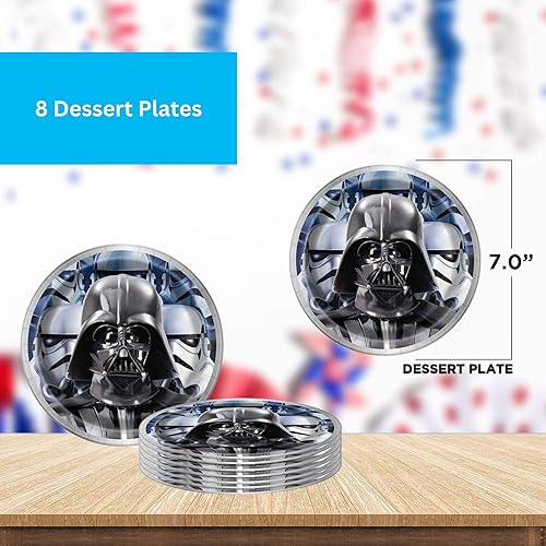 Miniatura 6 de Unique Star Wars - Paquete de vajilla para fiestas, servilletas de almuerzo y bebidas, platos de cena y postre
