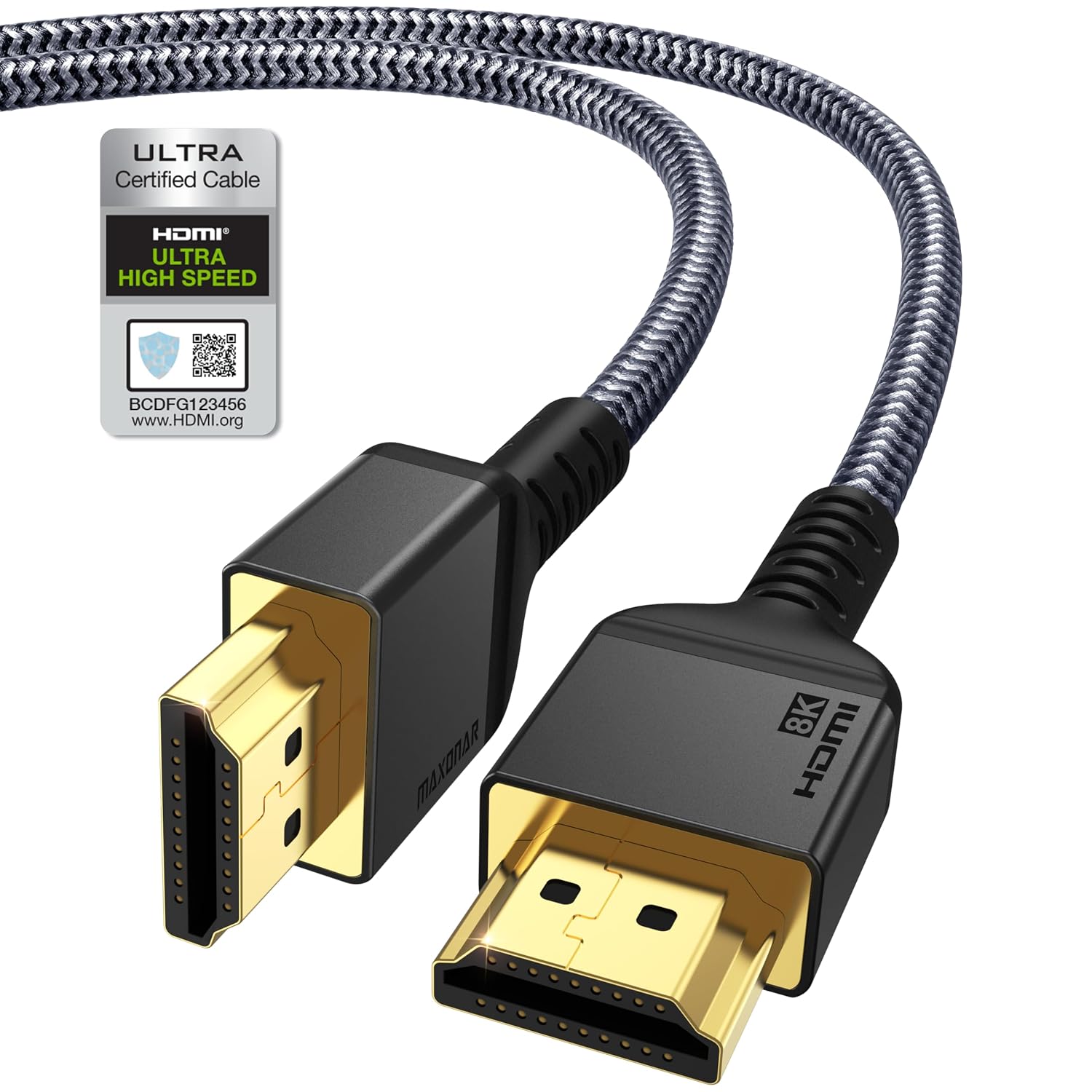 Maxonar 10K 8K HDMI eARC/ARC Cable 2.1 Certified 3.3ft, Ultra High Speed HDMI® Cable 48Gbps, 8K@60Hz 4K@120Hz 144Hz, Dolby Atmos Vision, HDCP 2.3, HDR10+ for Soundbar PS5 Xbox Apple TV Roku Monitor
