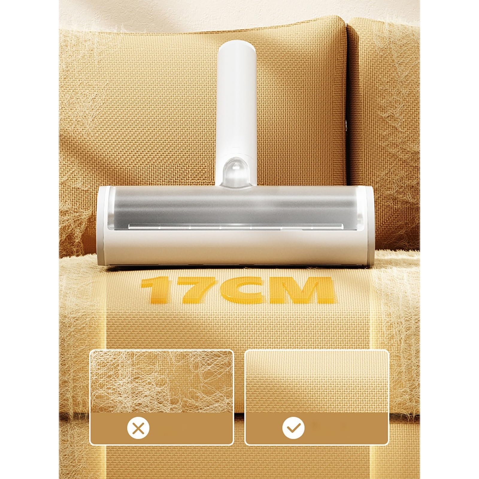 Fusselrolle Klebrige Haarbürste for Haustiere, klebriger Haarreiniger, Kleidung, Laken, Sofa, Teppich, Fusselentferner (Color : White, Size : 19x8x20.5cm)