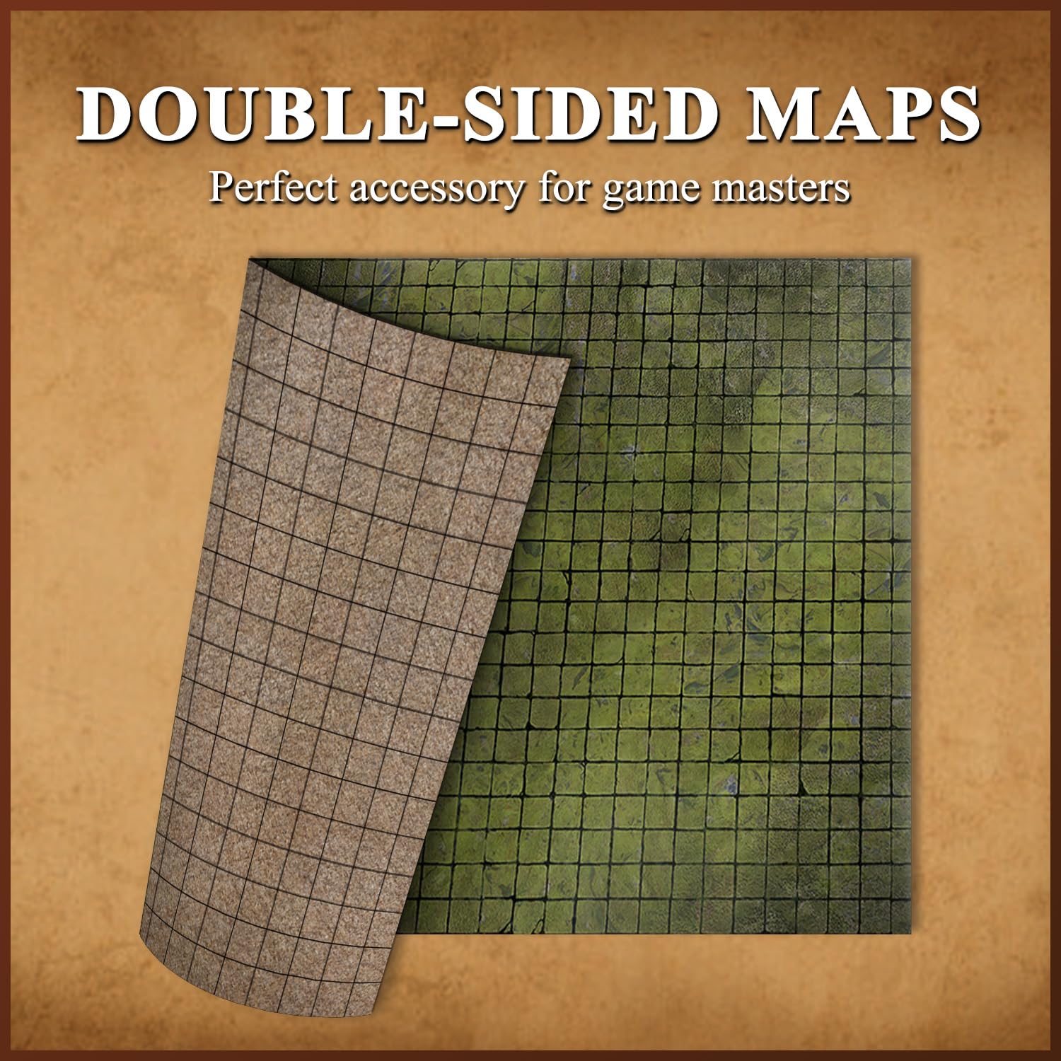 Adventurers and Adversaries - Tapete de mapa de encuentros urbanos de Game Knights - Mapa de batalla laminado brillante de doble cara, mapa de mesa para juegos de rol, superposición cuadriculada de 1