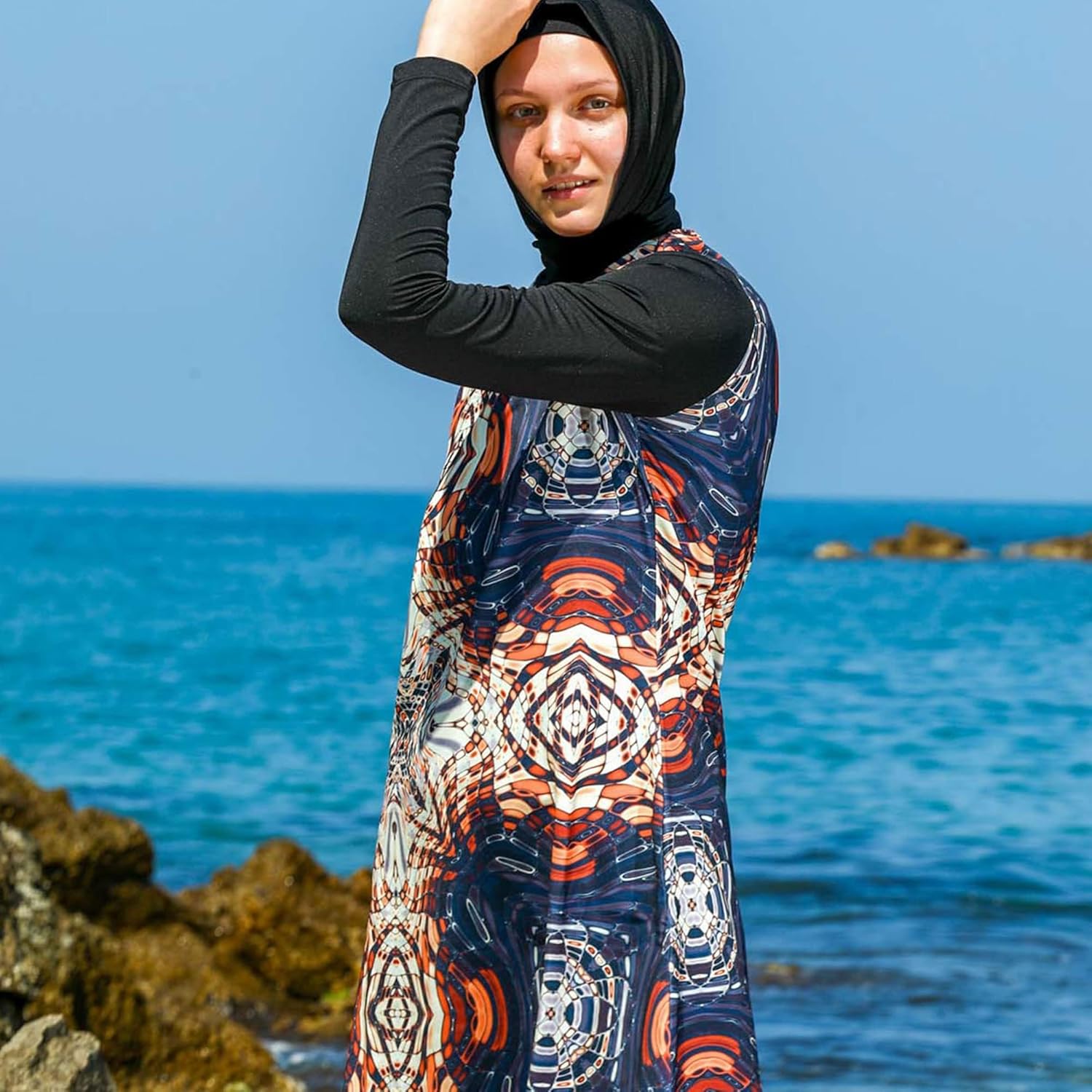 Islamic Long Sleeve Swimsuits for Women Modest Muslim 5 PCS | Full Cover Rash Guard Burkini | Arabic Swimwear