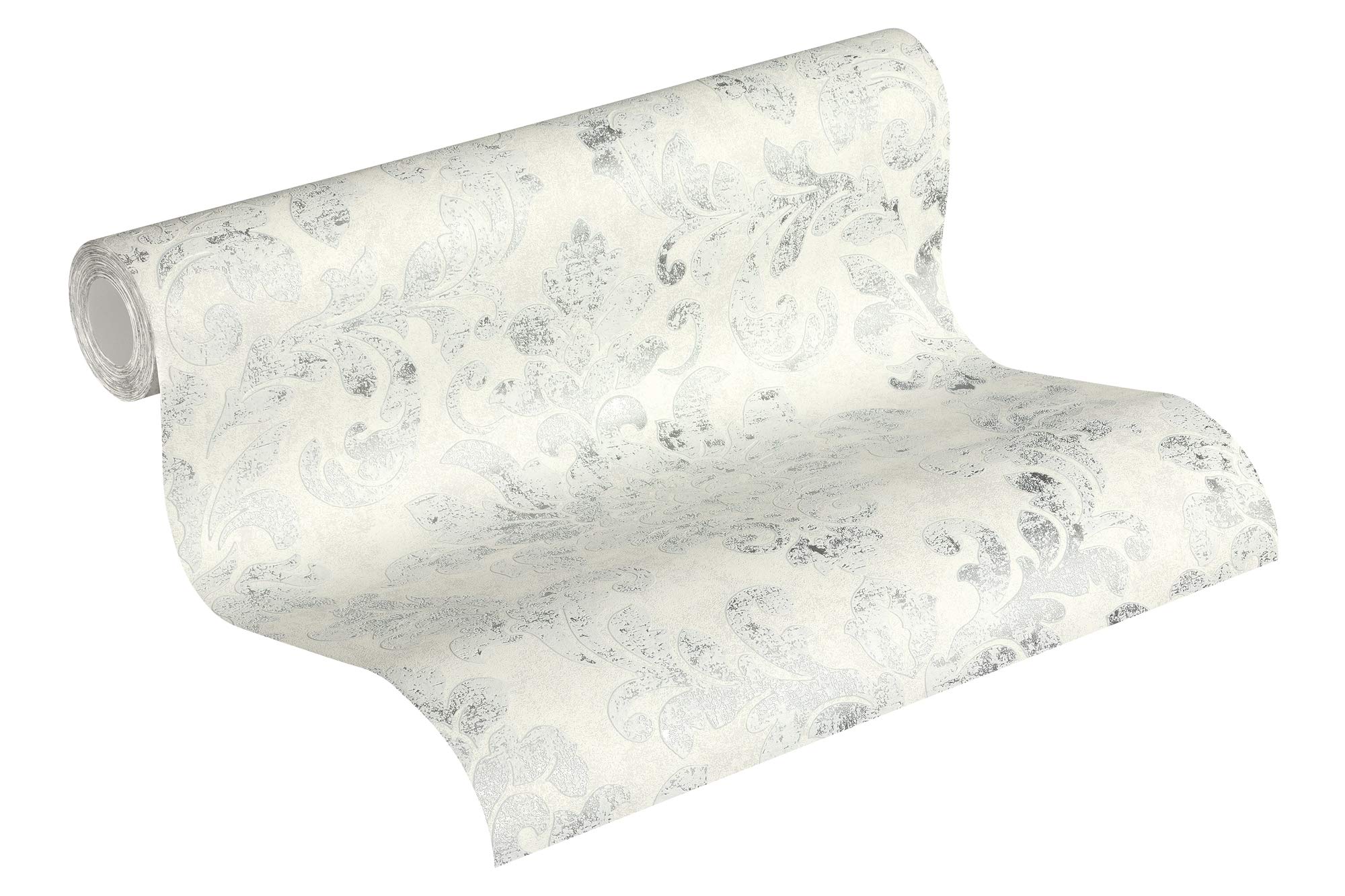 A.s. Création Grey, Silver, White Baroque Wallpaper Neue Bude 2.0 Ed. Ii Non-Woven Wallpaper 10.05 M X 0.53 M Grey Silver White Made In Germany By Livingwalls 374134 37413-4