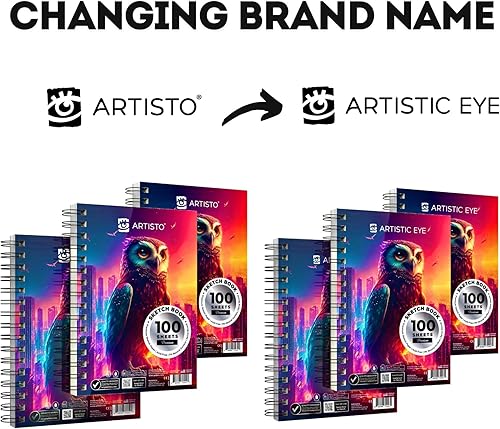 Miniatura 8 de ARTISTIC EYE Juego de 3 cuadernos de bocetos prémium de 5.5 x 8.5 pulgadas, 300 hojas), 68 libras (100 gsm), encuadernado en espiral, sin ácidos,