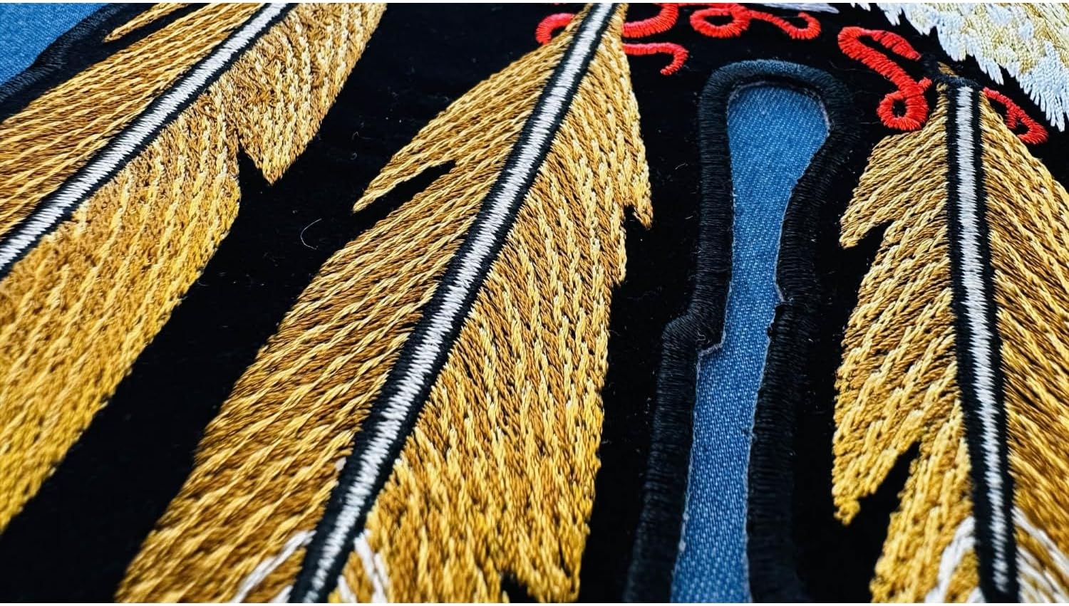 Howling Wolf Moon and Feathers Patch, Large Biker Back Patches for Leather Vests (PL3120)