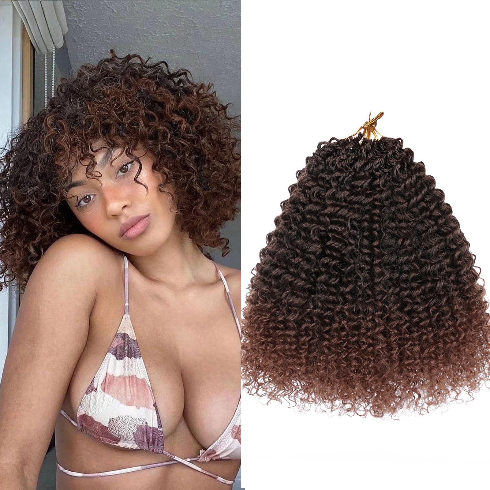 Beverlee Kinky Crochet Hair 8 Inch 8 Packs Micro Twist Curly Synthetic Wavy Pre-Looped Yanky Twist for Black Women